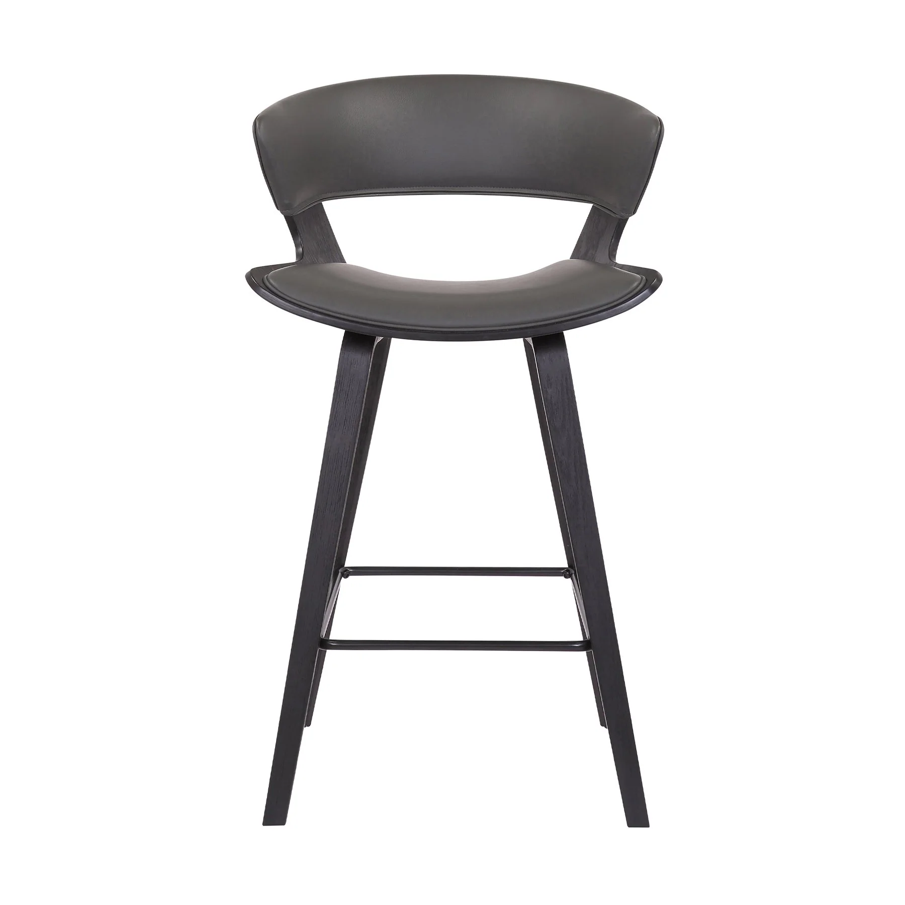 Jagger Modern 26" Black Wood and Gray Faux Leather Counter Height Barstool - Image 2