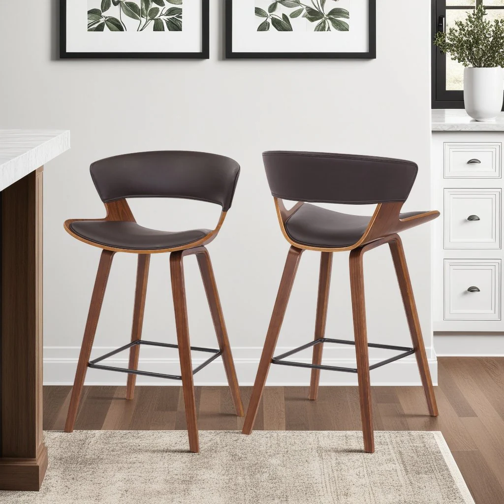 Jagger Modern 26" Wood and Black Faux Leather Counter Height Barstool - Image 6