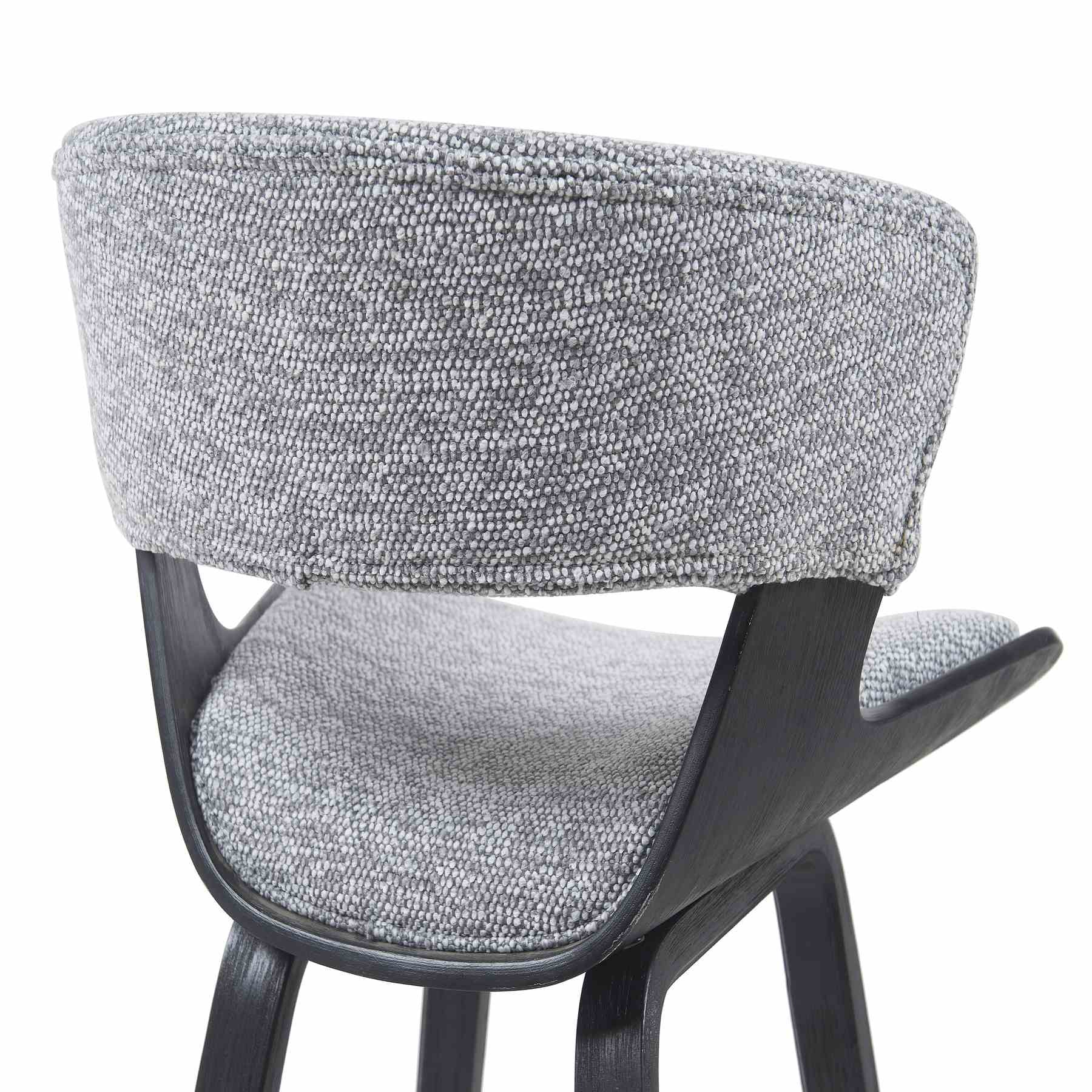 Jagger Modern Counter Height Bar Stool in Black Brushed Wood Veneer with Gravel Grey Upholstered Seat - Image 5
