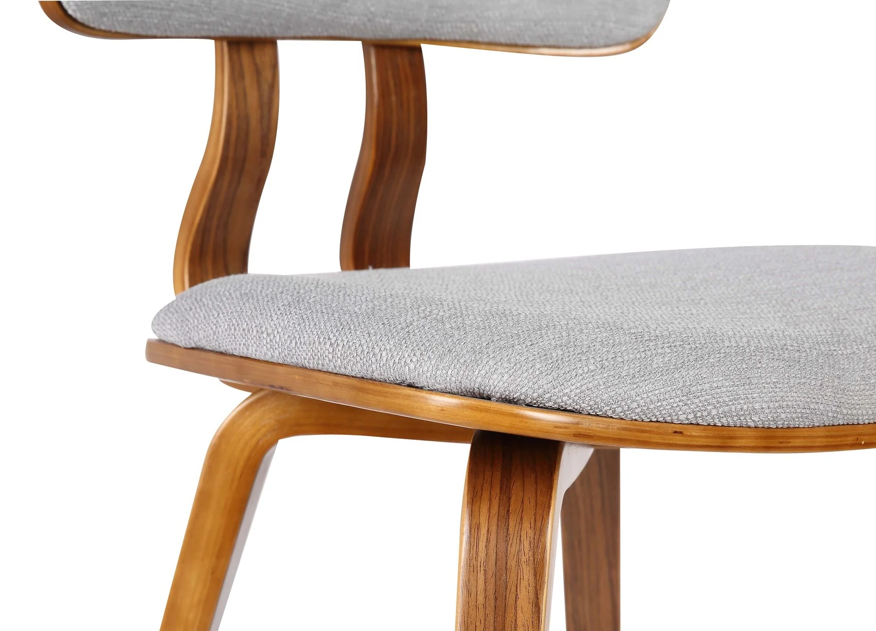 Jaguar Mid-Century Dining Chair in Walnut Wood and Gray Fabric - Image 6