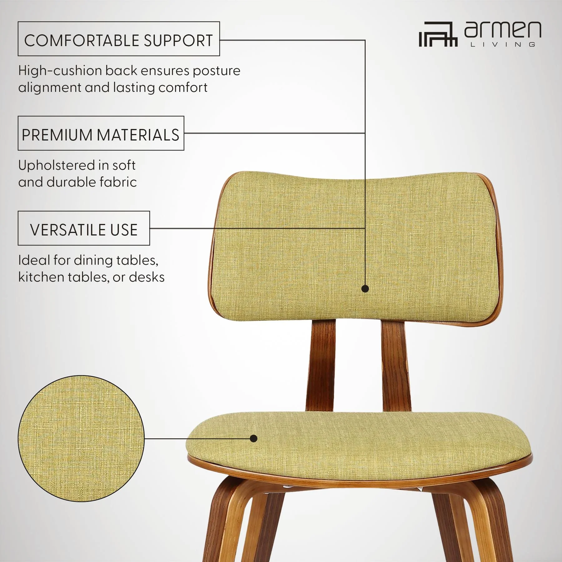 Jaguar Mid-Century Dining Chair in Walnut Wood and Green Fabric - Image 10