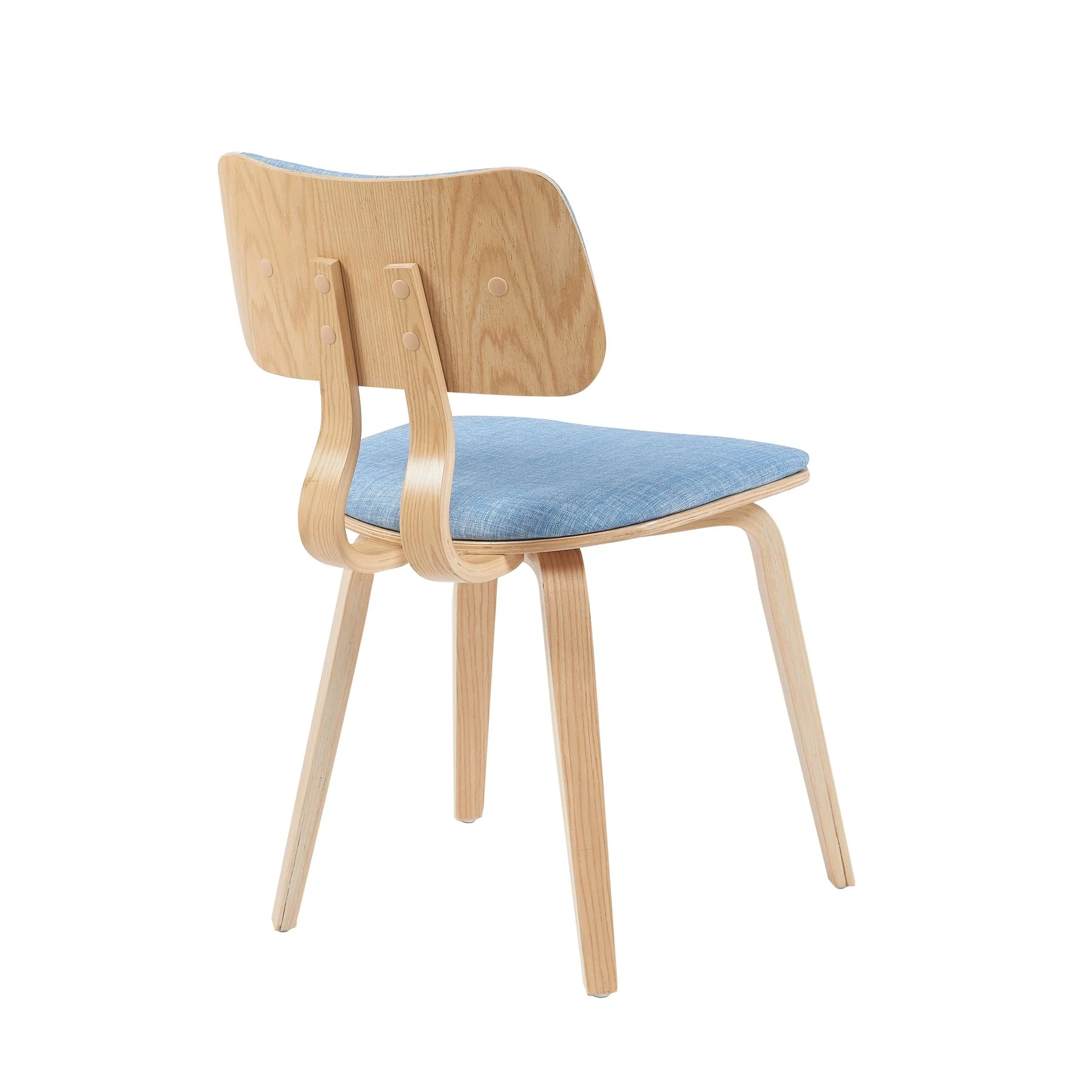 Jaguar Mid-Century Upholstered Dining Chair in Light Blue and Patterned Oak Finish - Image 3