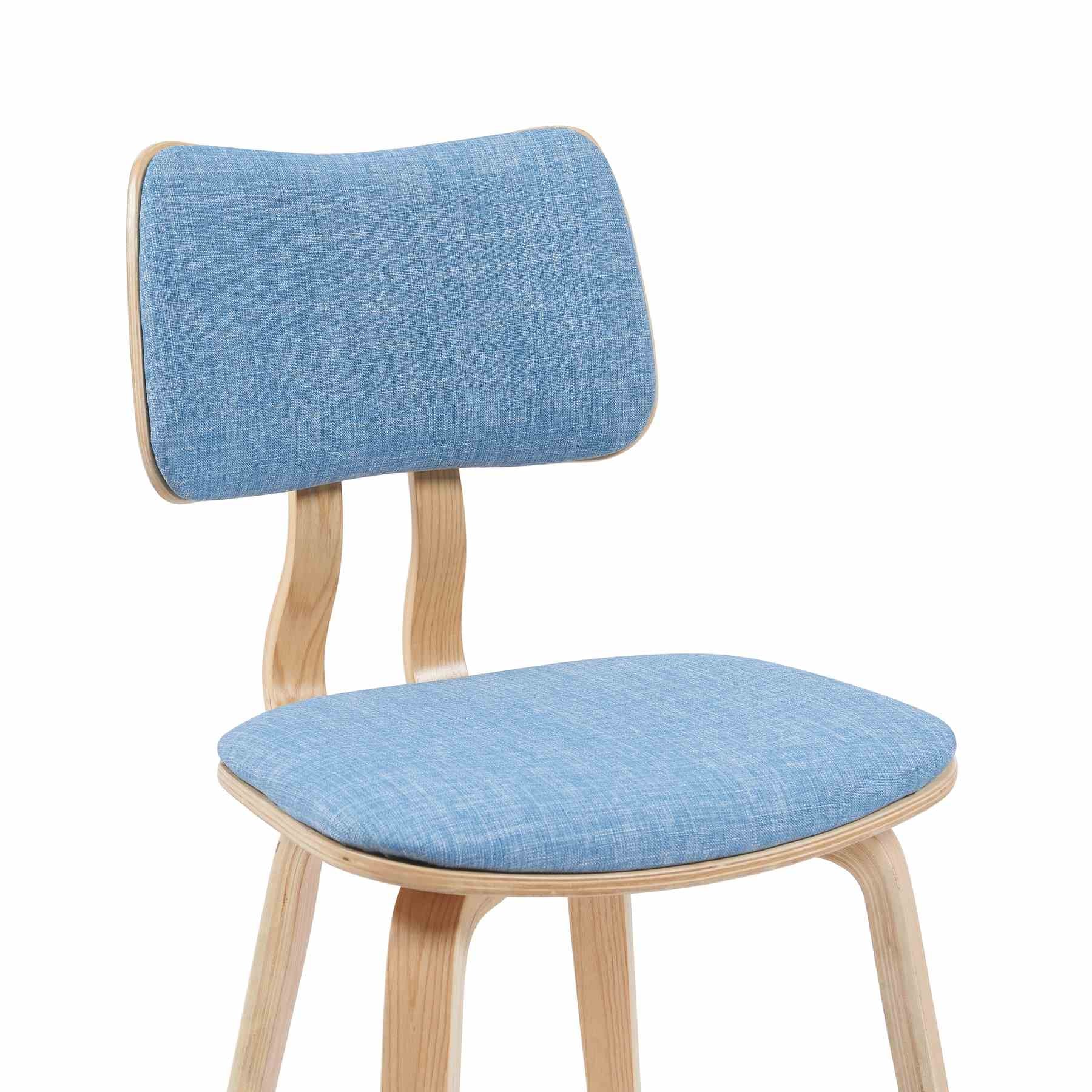 Jaguar Mid-Century Upholstered Dining Chair in Light Blue and Patterned Oak Finish - Image 4