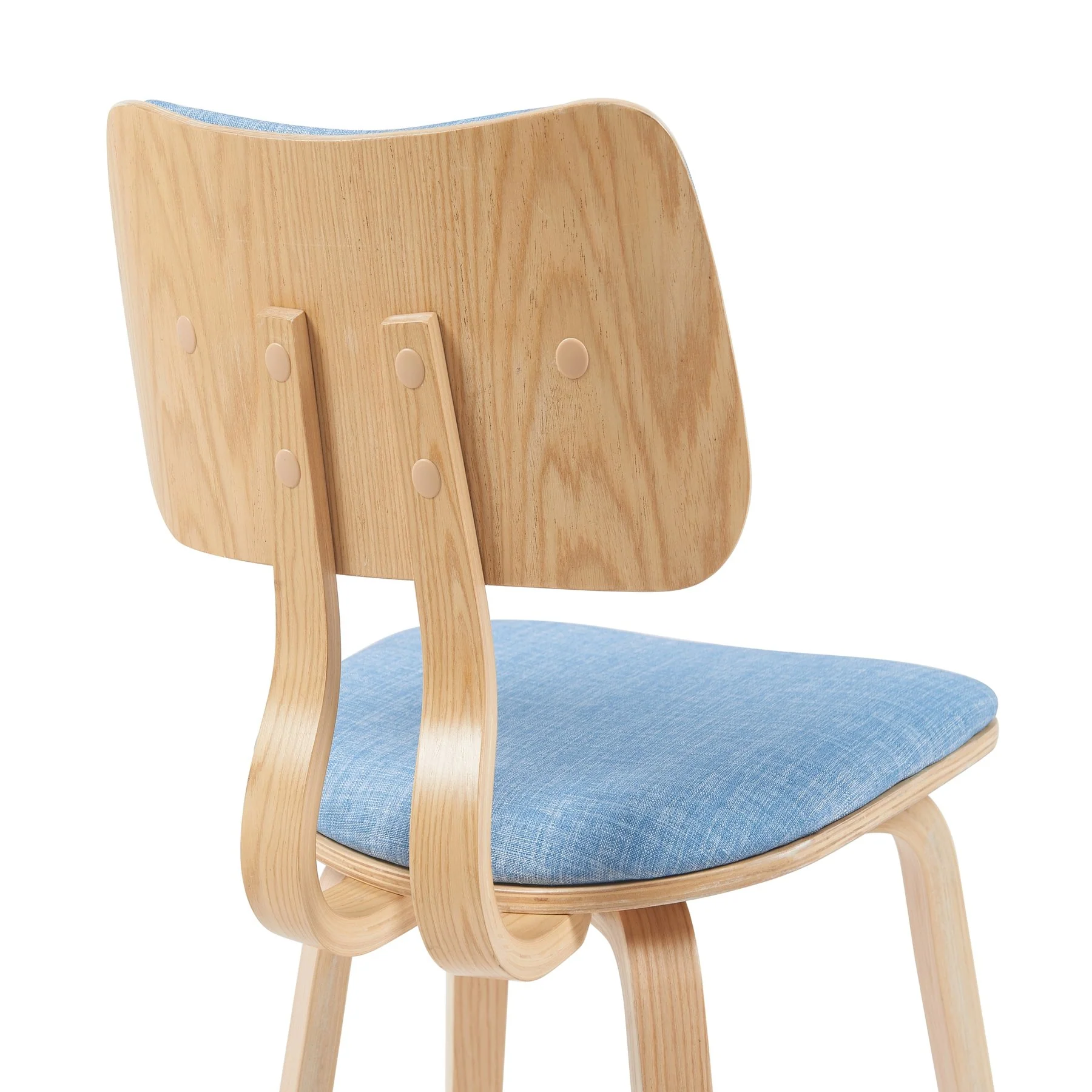 Jaguar Mid-Century Upholstered Dining Chair in Light Blue and Patterned Oak Finish - Image 5
