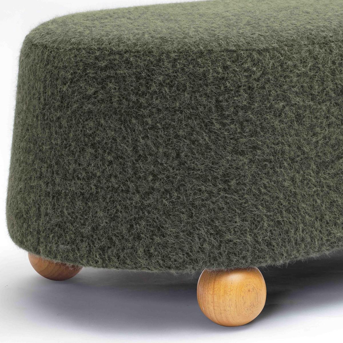Jaine Forest Green Loose Mohair Large Ottoman - Image 5