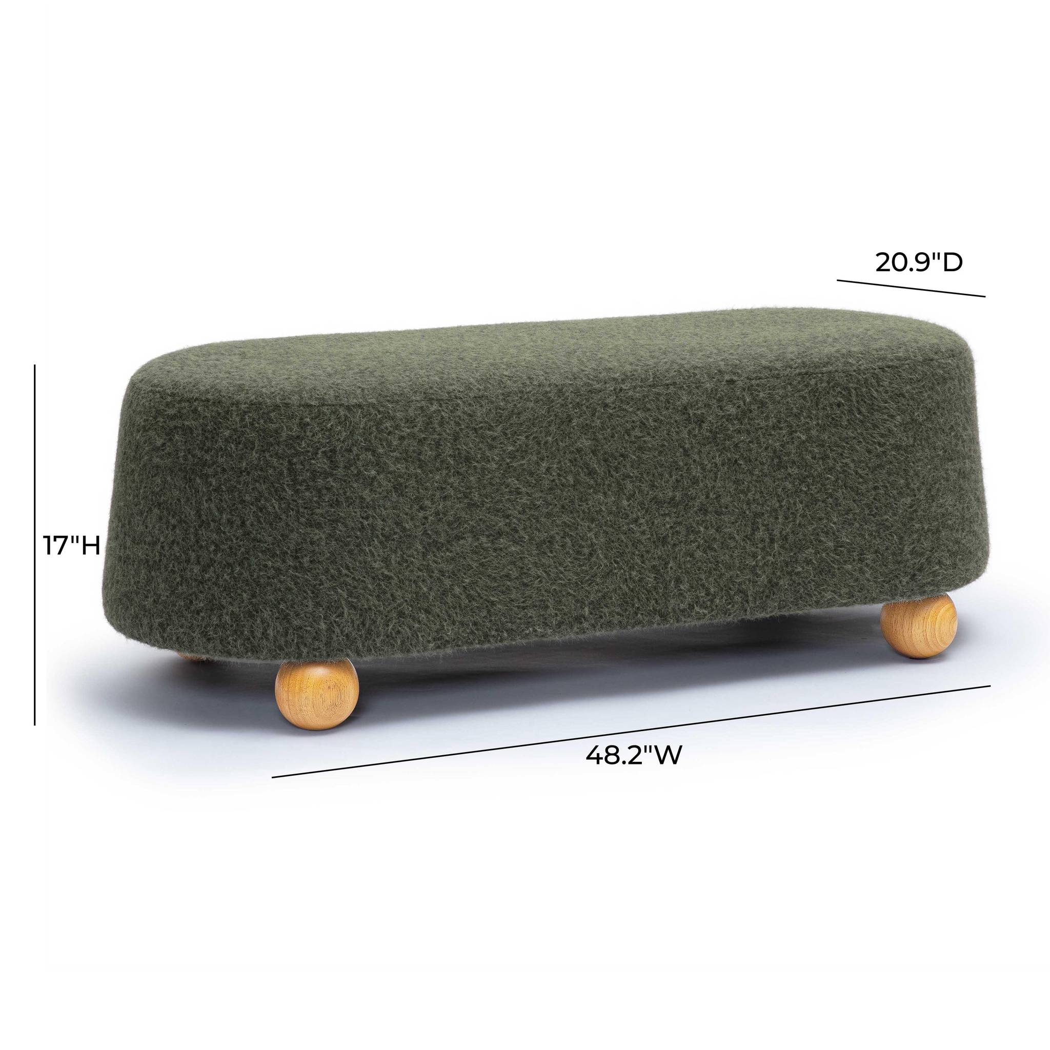Jaine Forest Green Loose Mohair Large Ottoman - Image 6