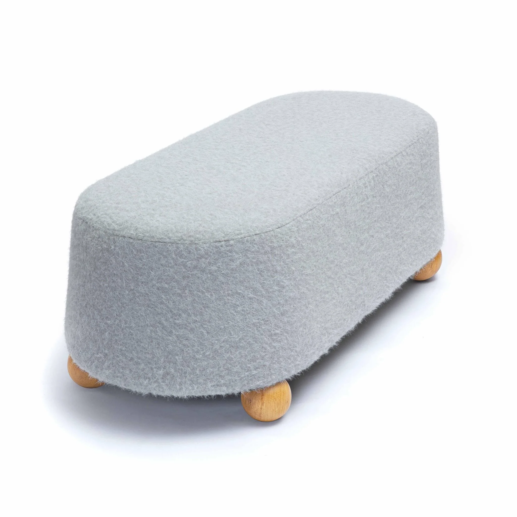 Jaine Stone Grey Loose Mohair Large Ottoman - Image 4