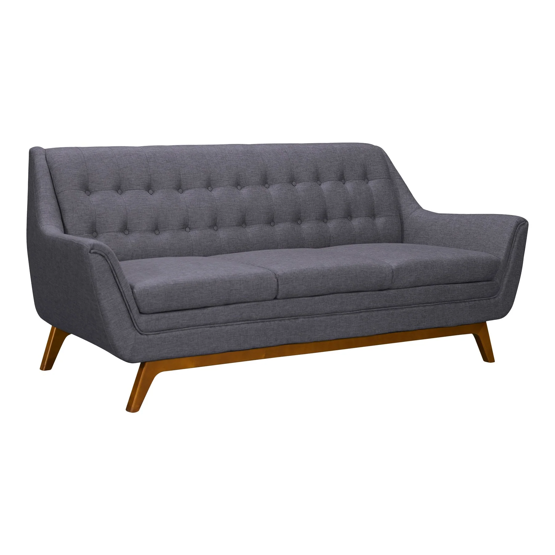 Janson Mid-Century Sofa in Champagne Wood Finish and Dark Gray Fabric - Image 2