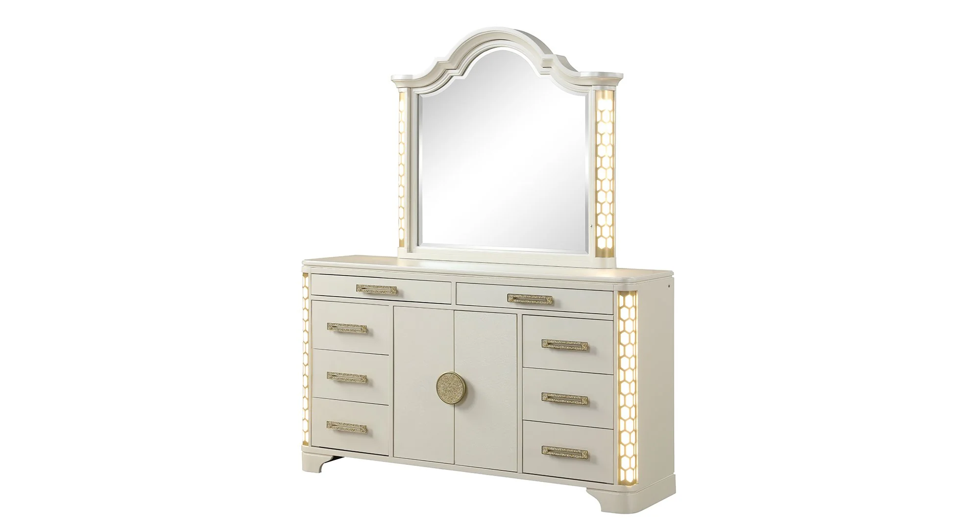 Jasmine Queen 5 PC Bedroom Set Beige - Image 11