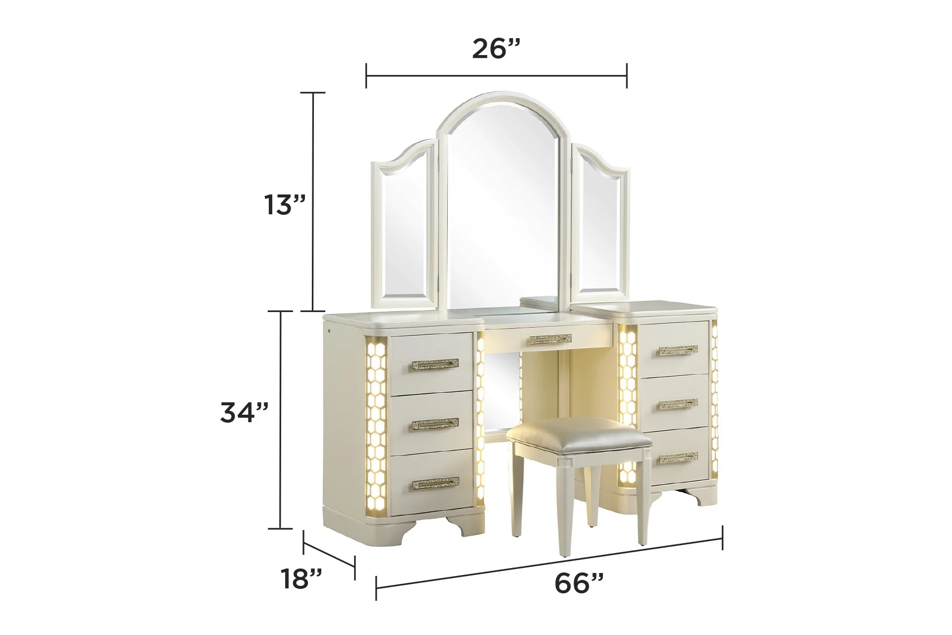 Jasmine Queen 5PC with Vanity Bedroom Set Beige - Image 21