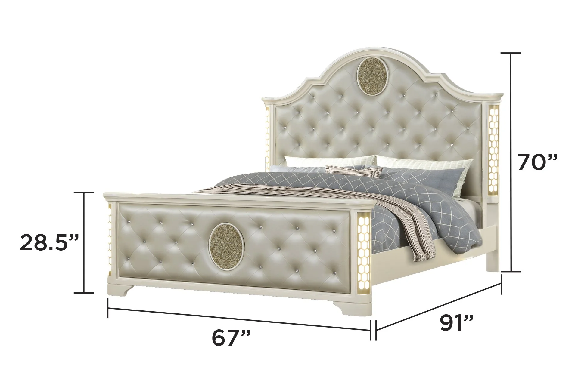Jasmine Queen 5PC with Vanity Bedroom Set Beige - Image 4