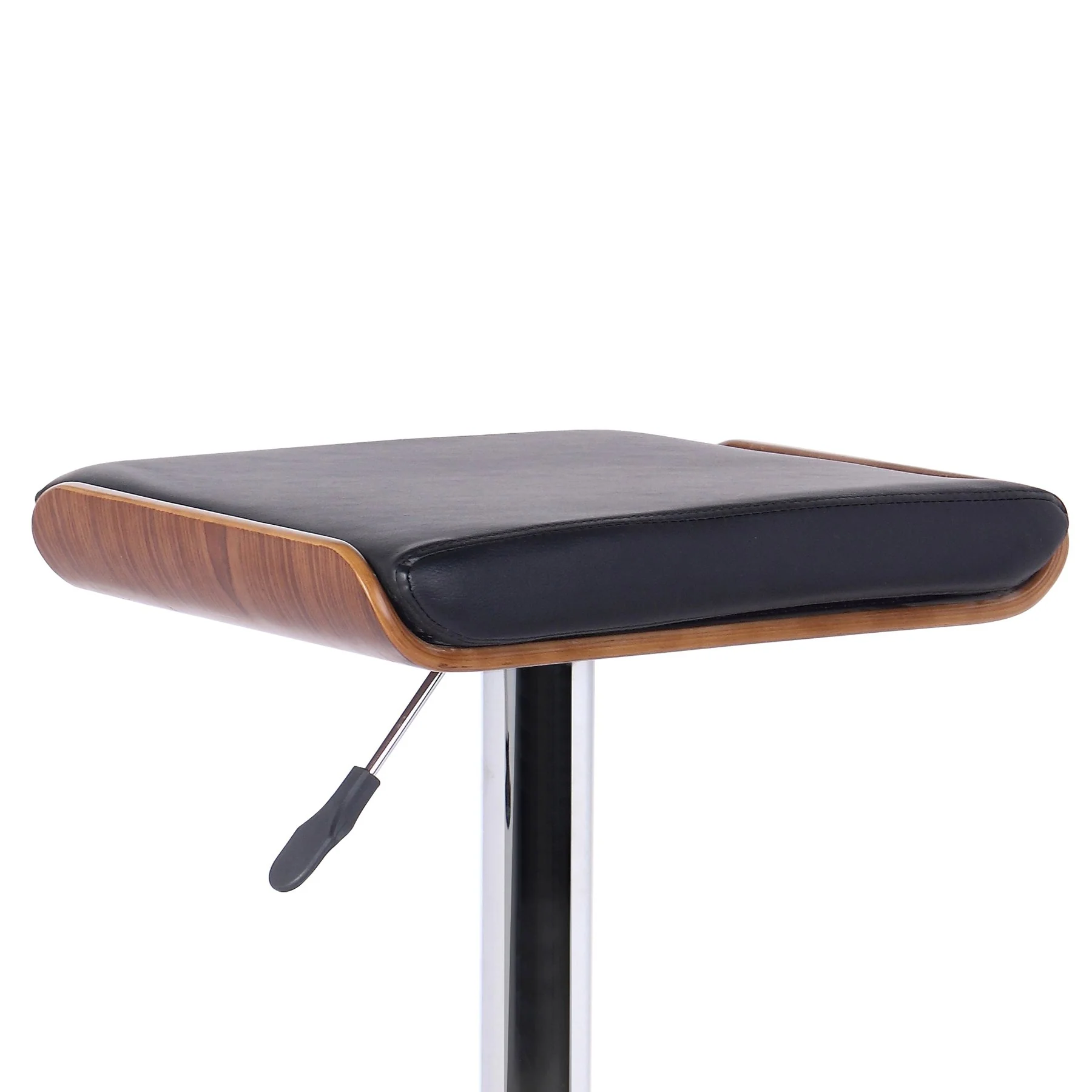 Java Barstool in Chrome finish with Walnut wood and Black Faux Leather - Image 2