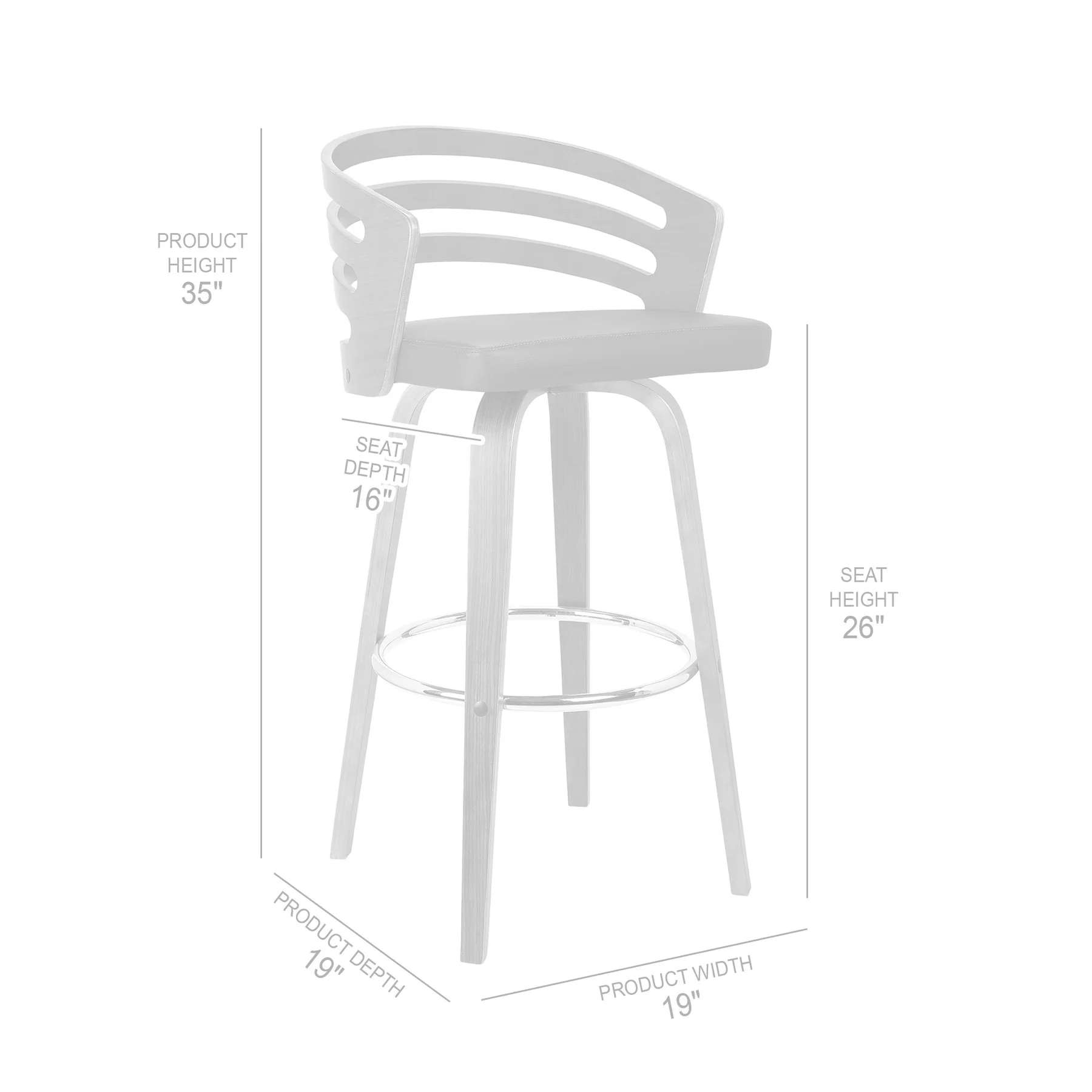 Jayden 26" Counter Height Swivel Brown Faux Leather and Walnut Wood Bar Stool - Image 7
