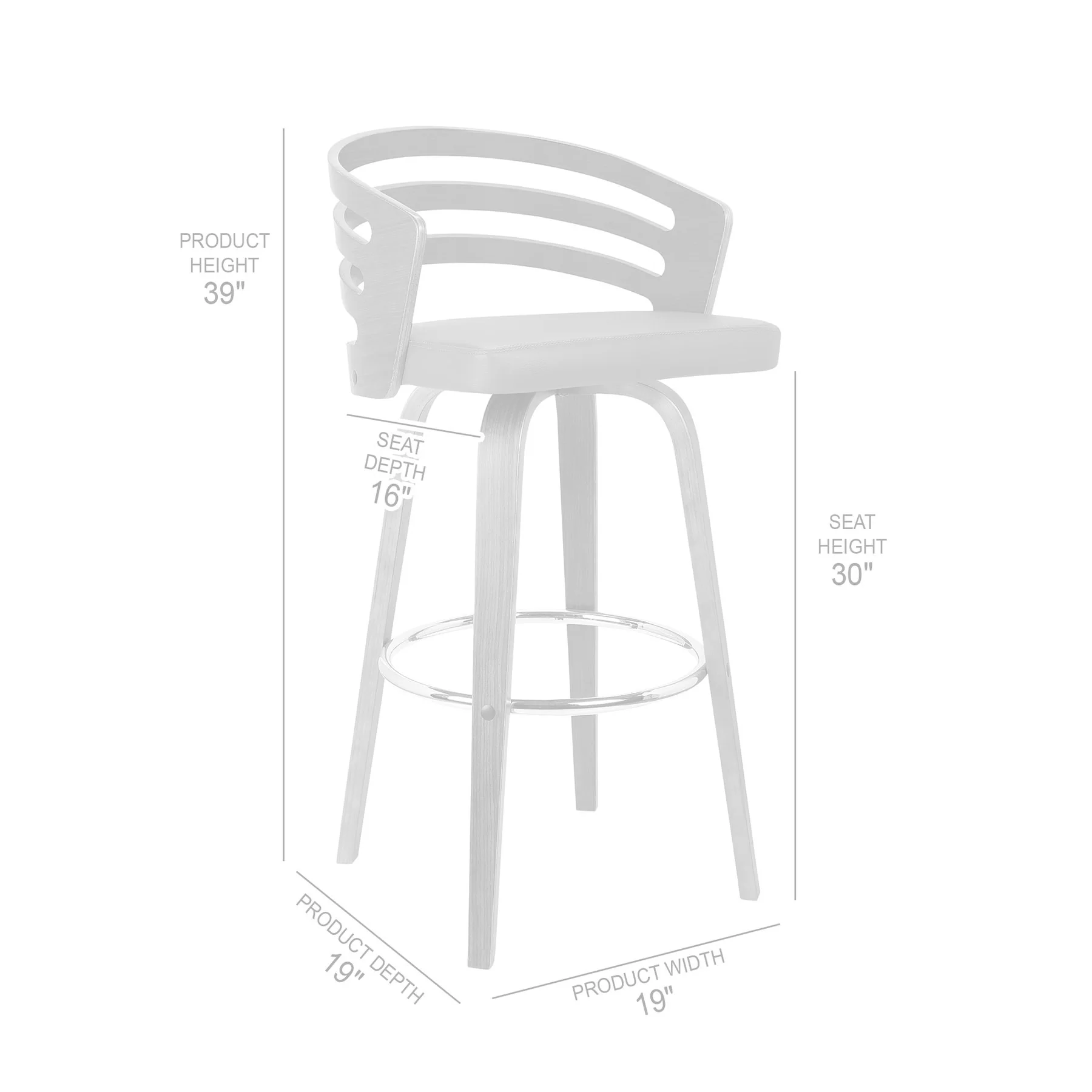 Jayden 26" Counter Height Swivel Gray Faux Leather and Walnut Wood Bar Stool - Image 7