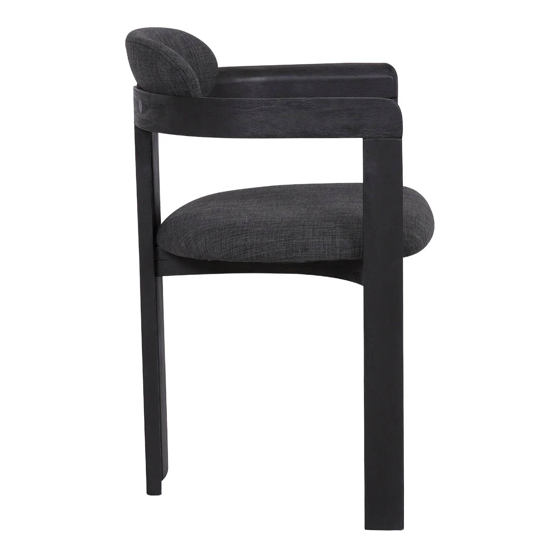 Jazmin Contemporary Dining Chair in Black Brushed Wood Finish and Charcoal Fabric - Set of 2 - Image 3
