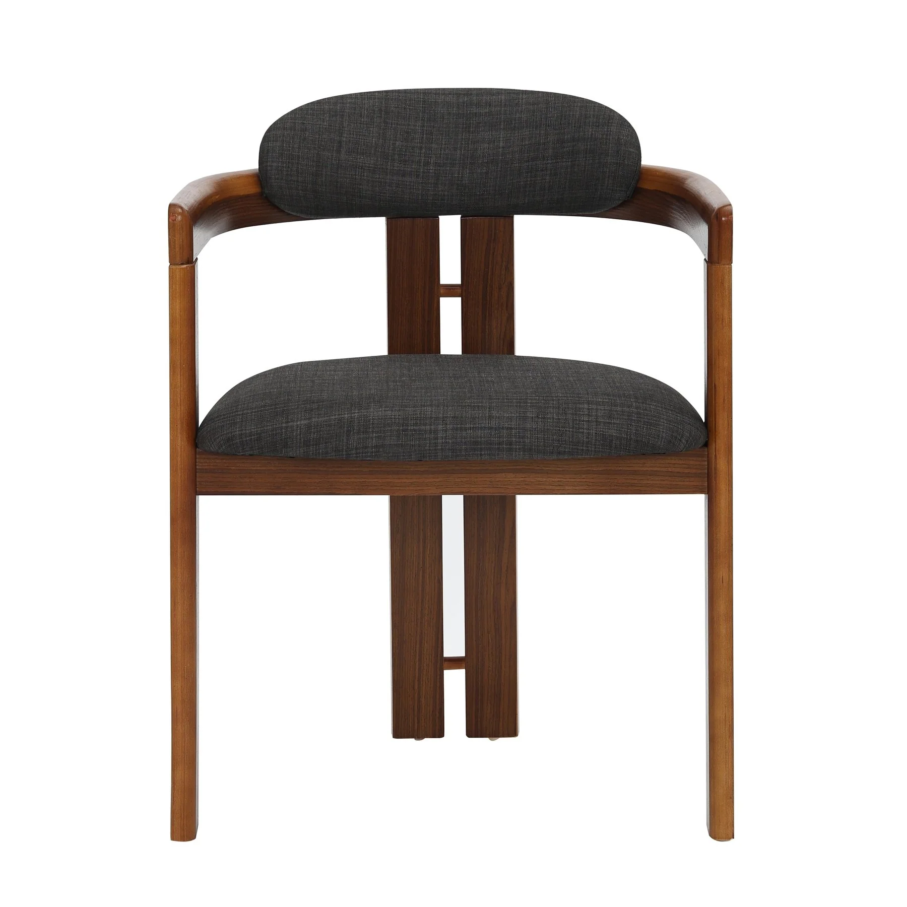 Jazmin Contemporary Dining Chair in Walnut Wood Finish and Charcoal Fabric - Set of 2 - Image 2