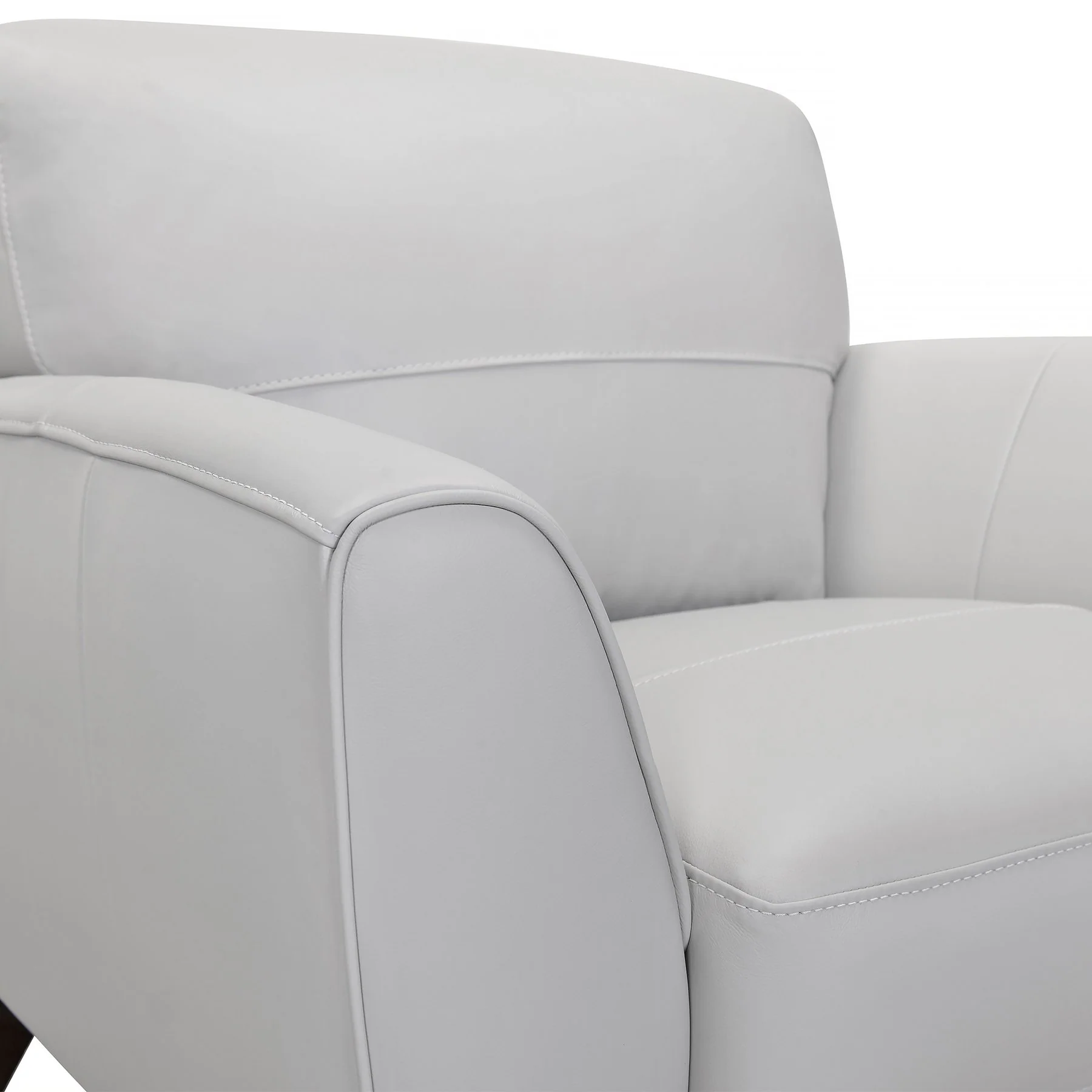 Jedd Contemporary Chair in Genuine Dove Gray Leather with Brown Wood Legs - Image 4