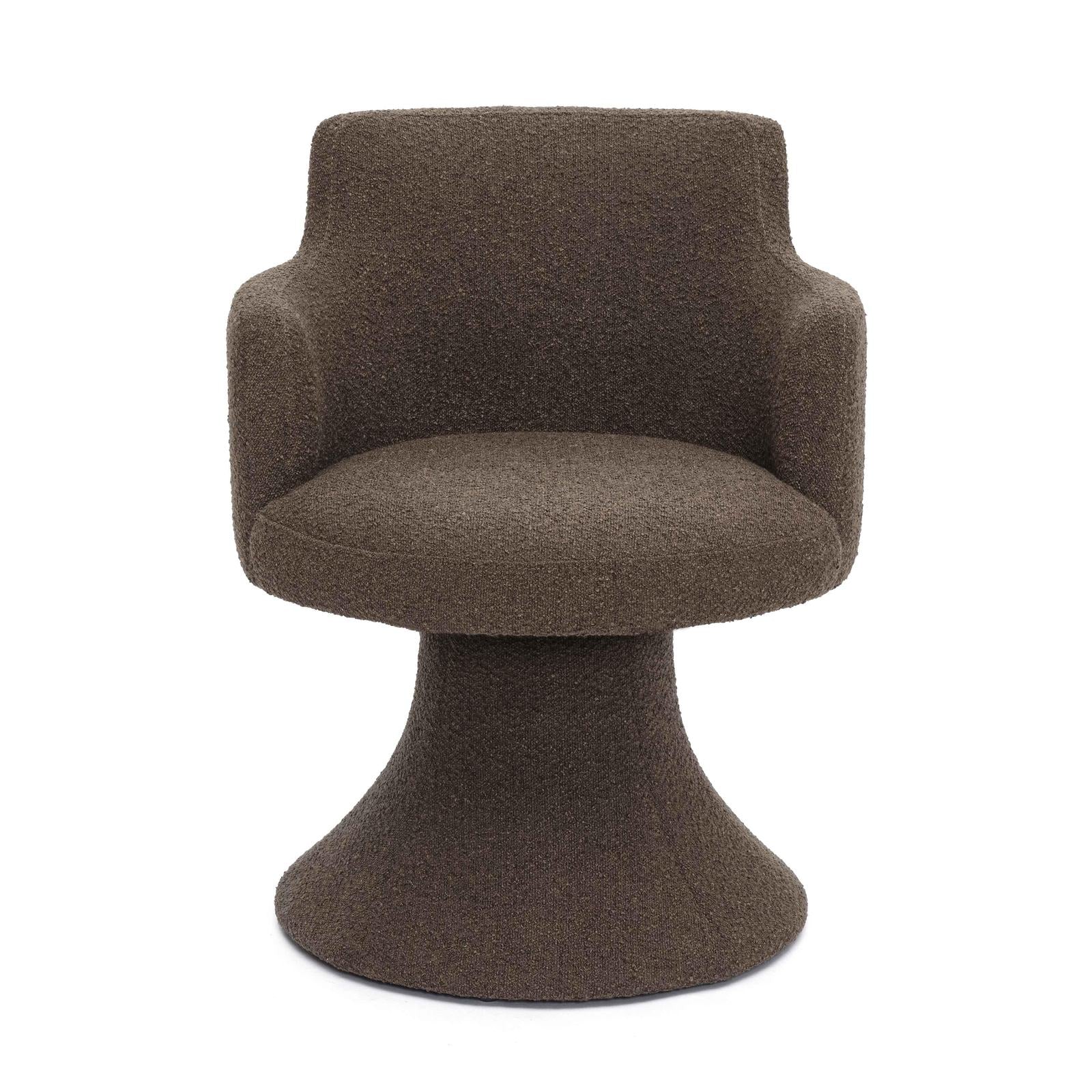 Jeffree Chocolate Brown Performance Boucle Swivel Dining Chair - Image 3