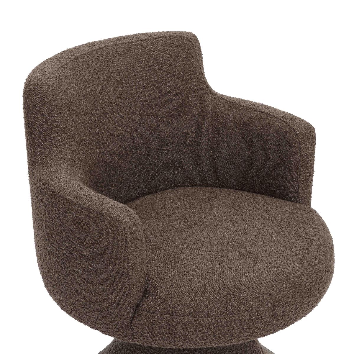 Jeffree Chocolate Brown Performance Boucle Swivel Dining Chair - Image 5