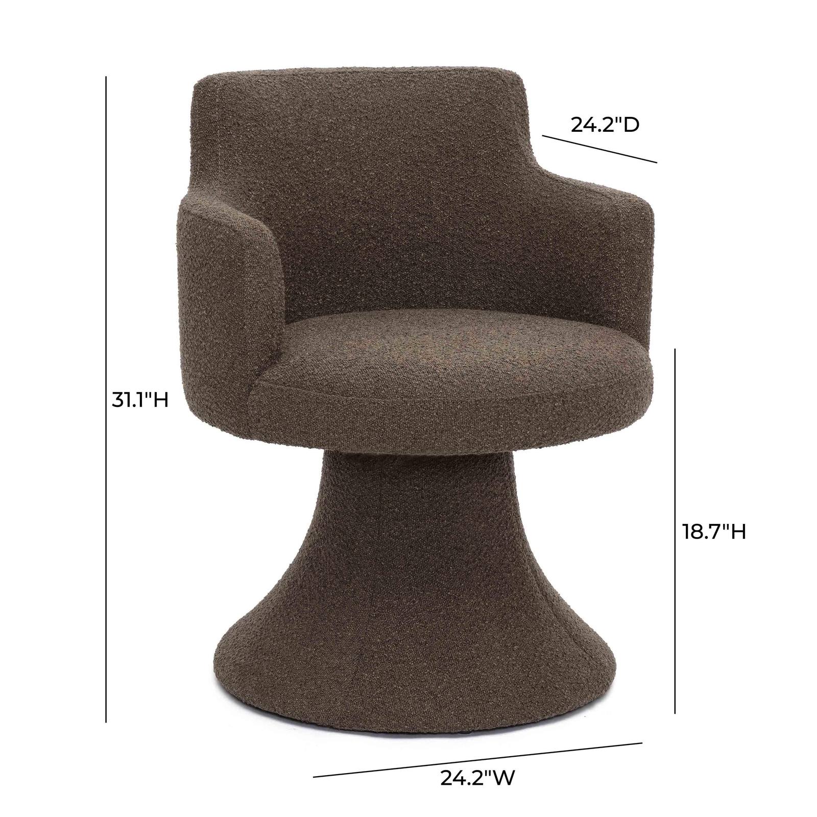 Jeffree Chocolate Brown Performance Boucle Swivel Dining Chair - Image 6