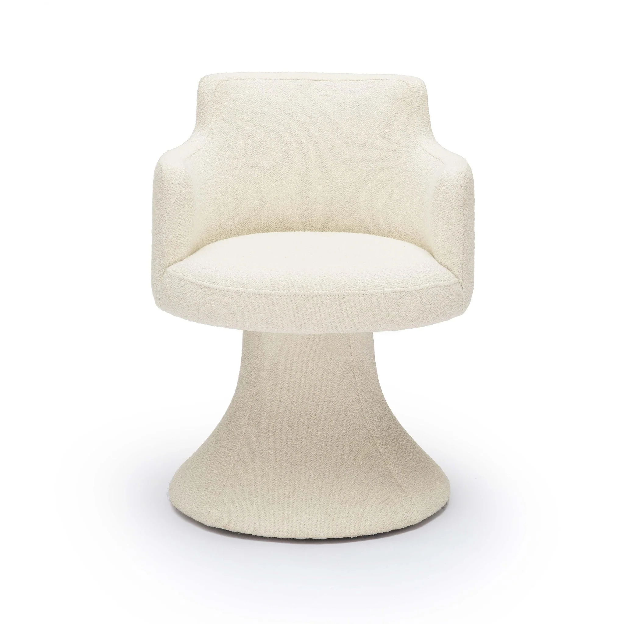 Jeffree Cream Performance Boucle Swivel Dining Chair - Image 3