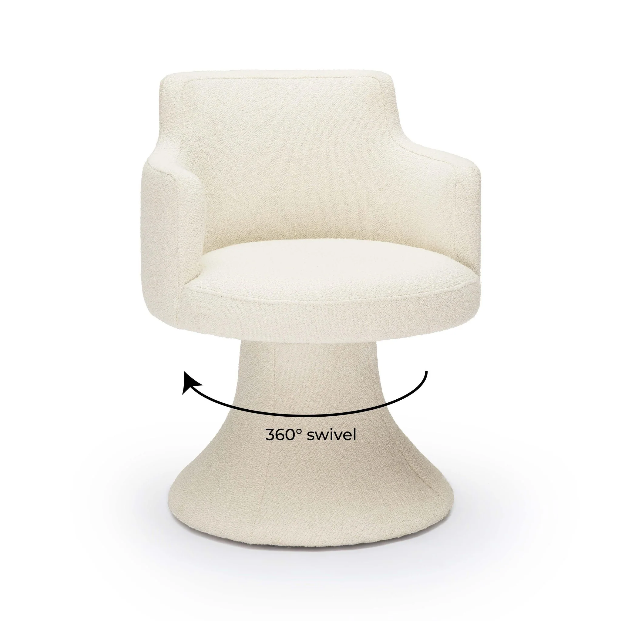 Jeffree Cream Performance Boucle Swivel Dining Chair - Image 6