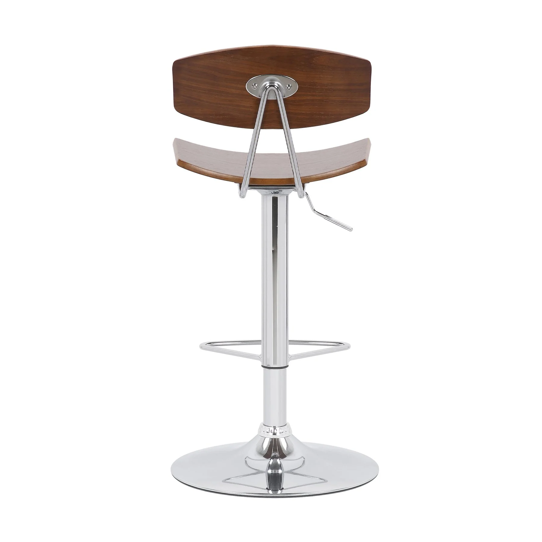 Jett Adjustable Walnut and Chrome Bar Stool - Image 5