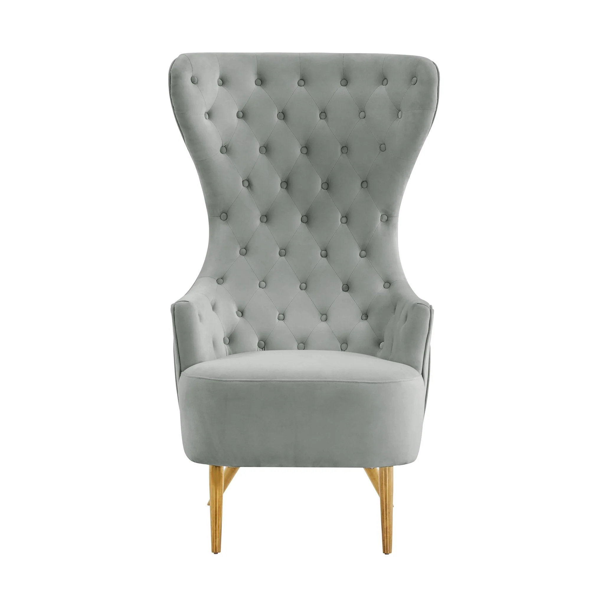 Jezebel Grey Velvet Wingback Chair - Image 3