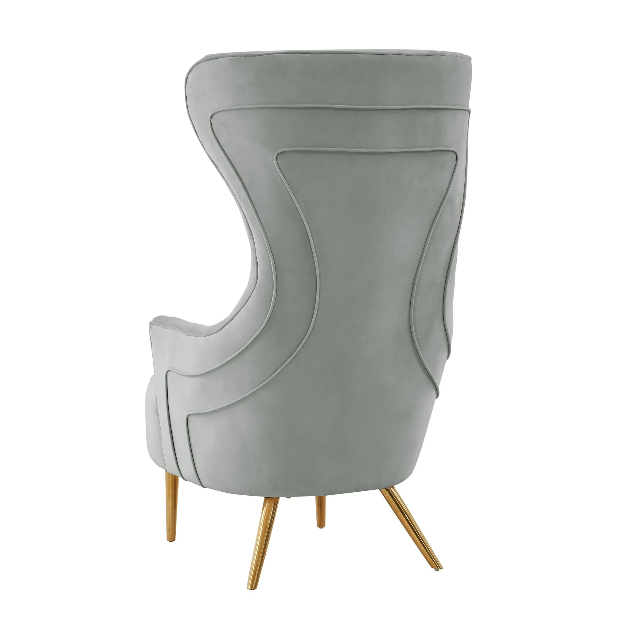 Jezebel Grey Velvet Wingback Chair - Image 5