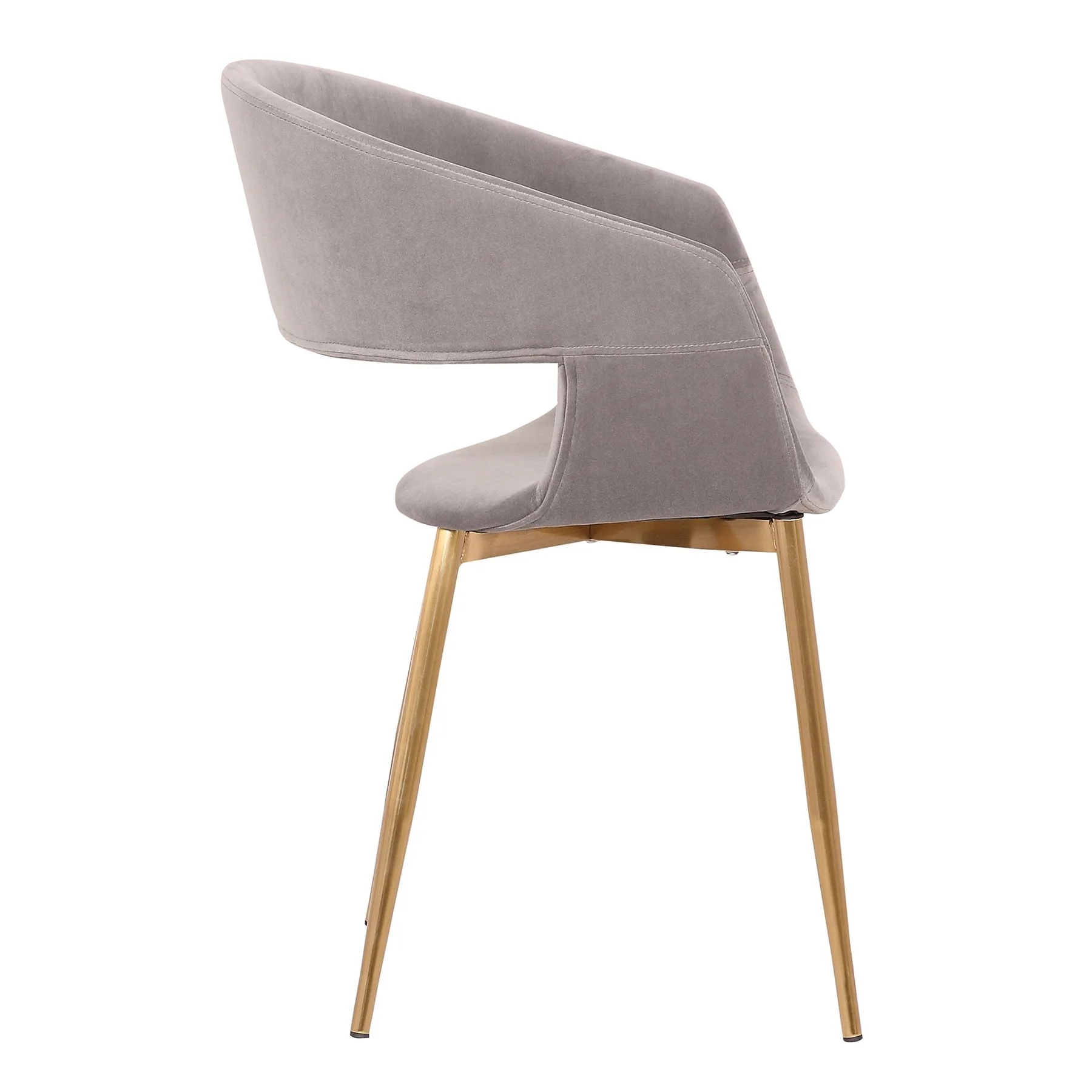 Jocelyn Mid-Century Gray Dining Accent Chair with Gold Metal Legs - Image 3