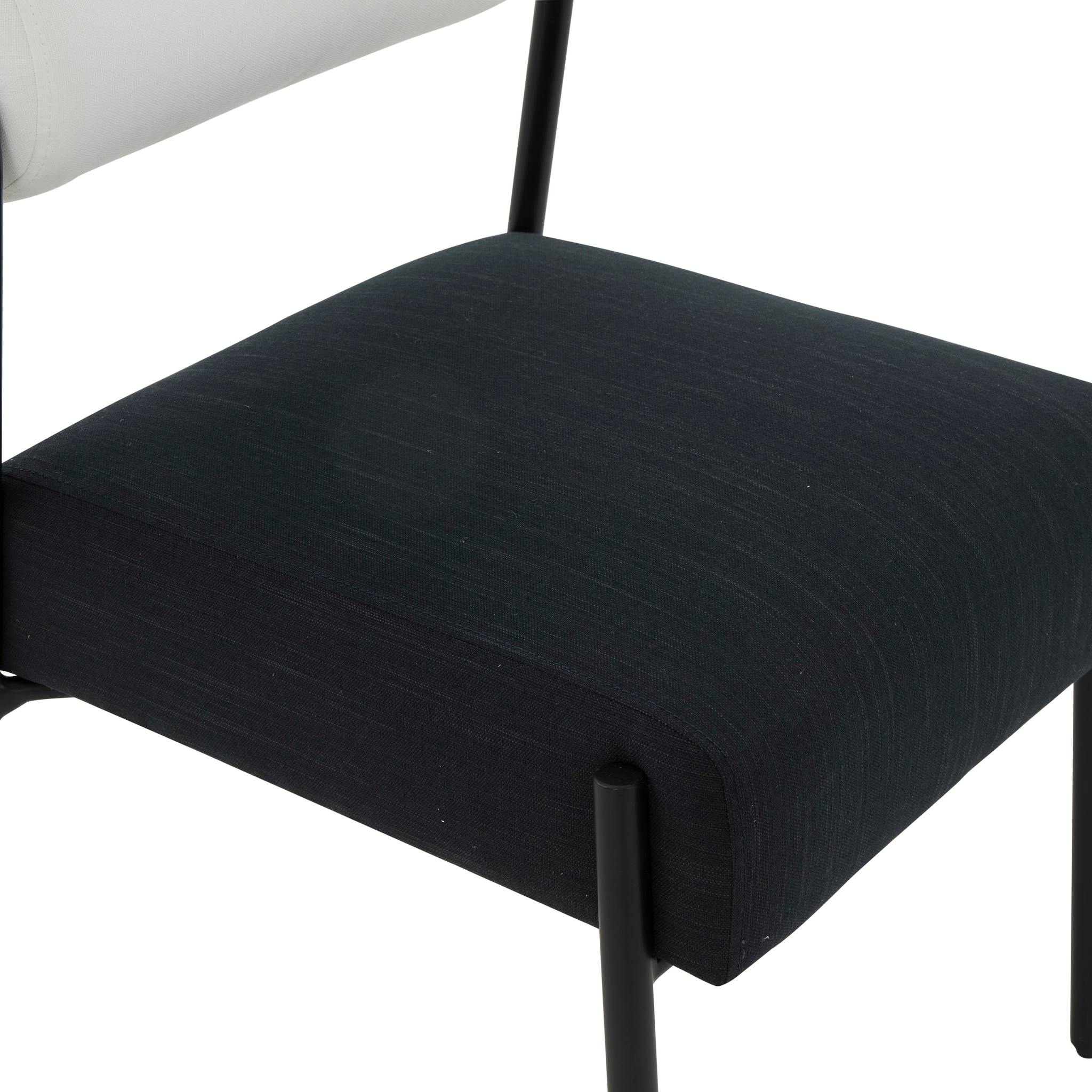 Jolene Cream and Black Performance Linen Dining Chair - Set of 2 - Image 6