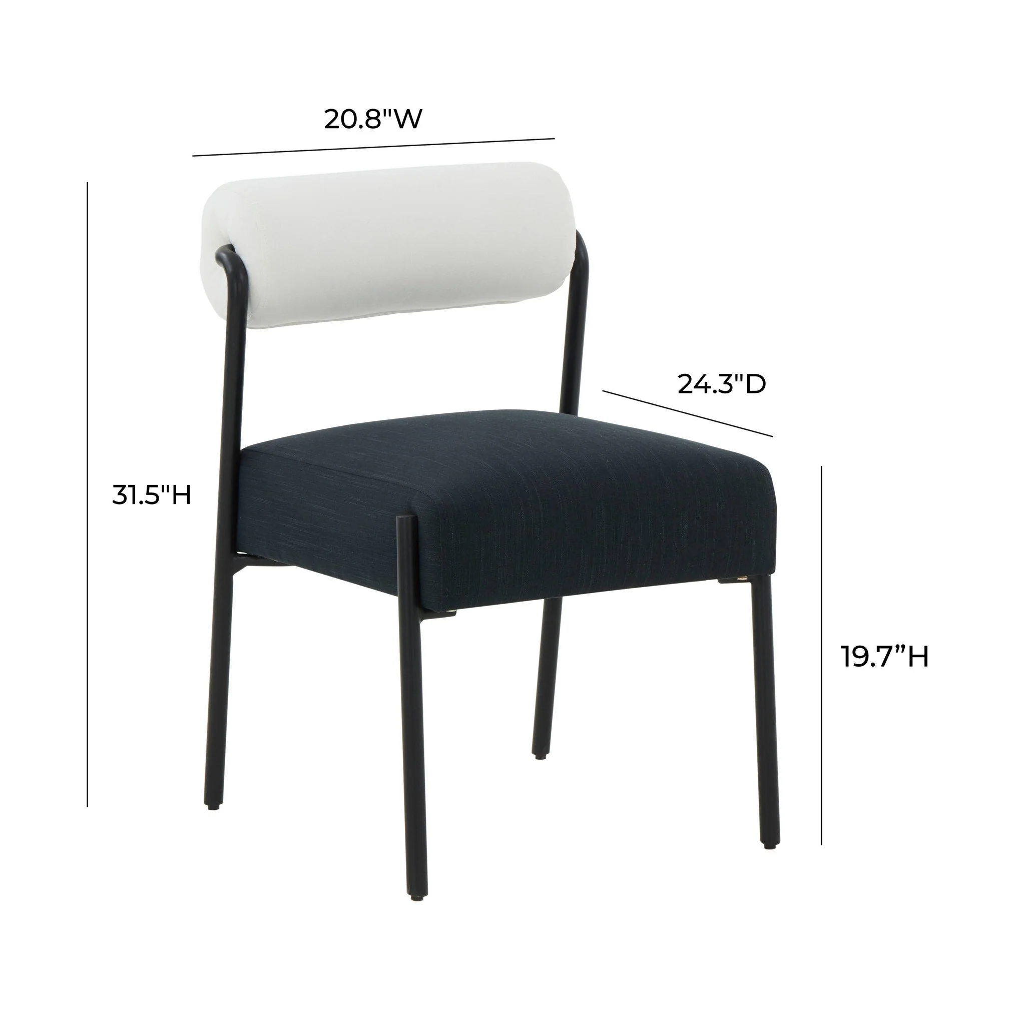 Jolene Cream and Black Performance Linen Dining Chair - Set of 2 - Image 7