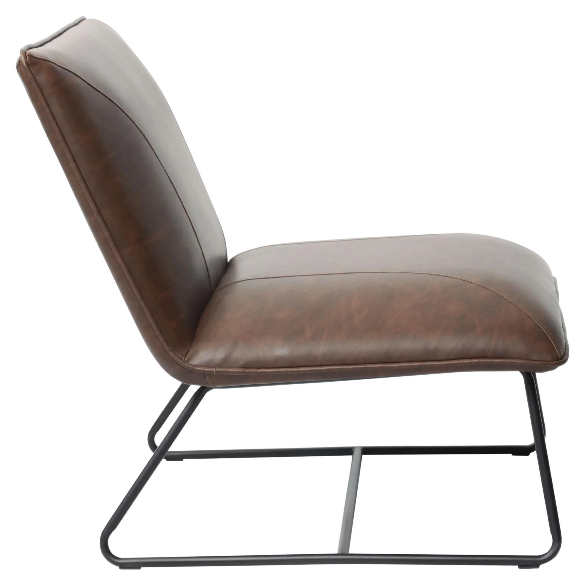 Jordan Armless Accent Chair in Chocolate Leatherette with Chrome Metal Base by Diamond Sofa - Image 3
