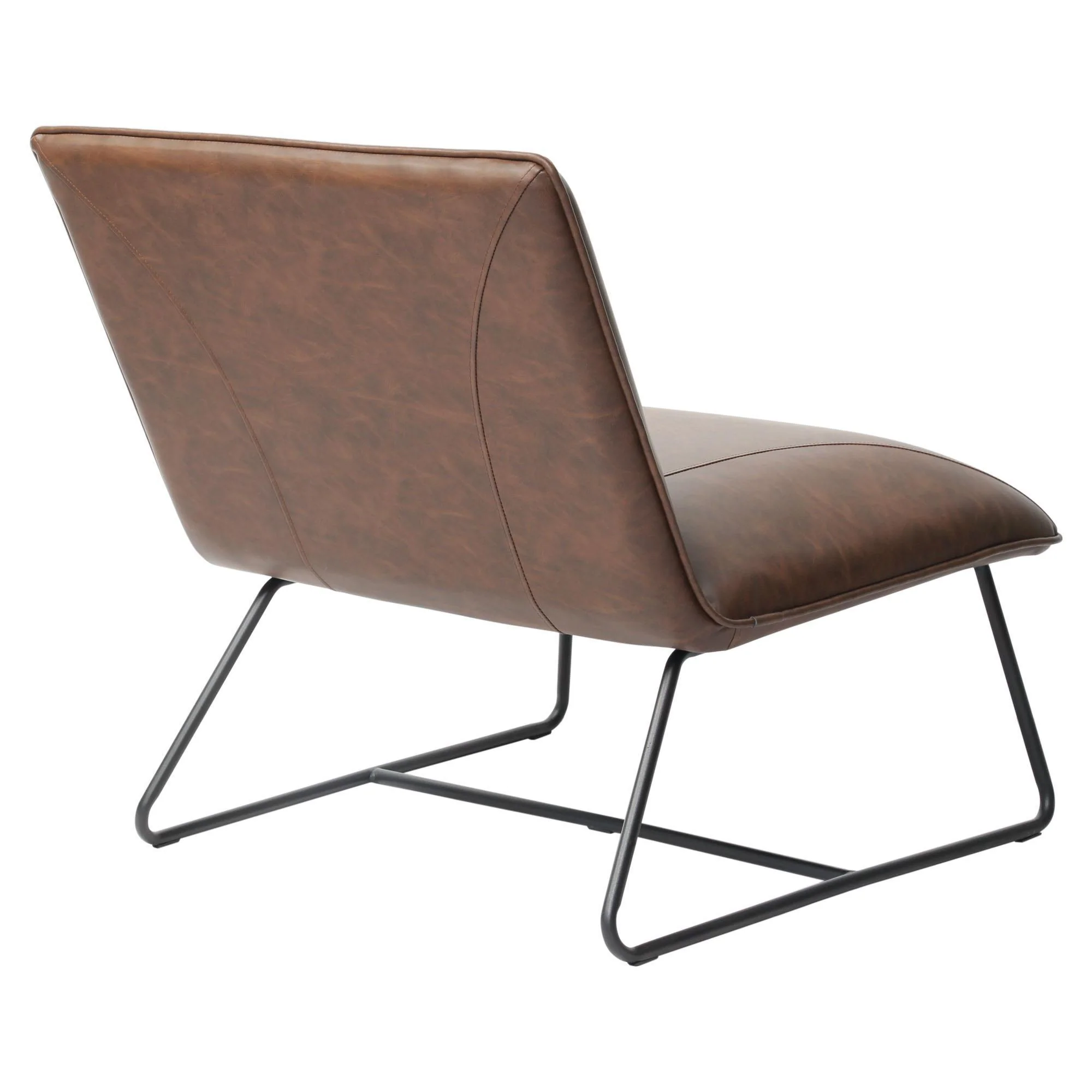 Jordan Armless Accent Chair in Chocolate Leatherette with Chrome Metal Base by Diamond Sofa - Image 4