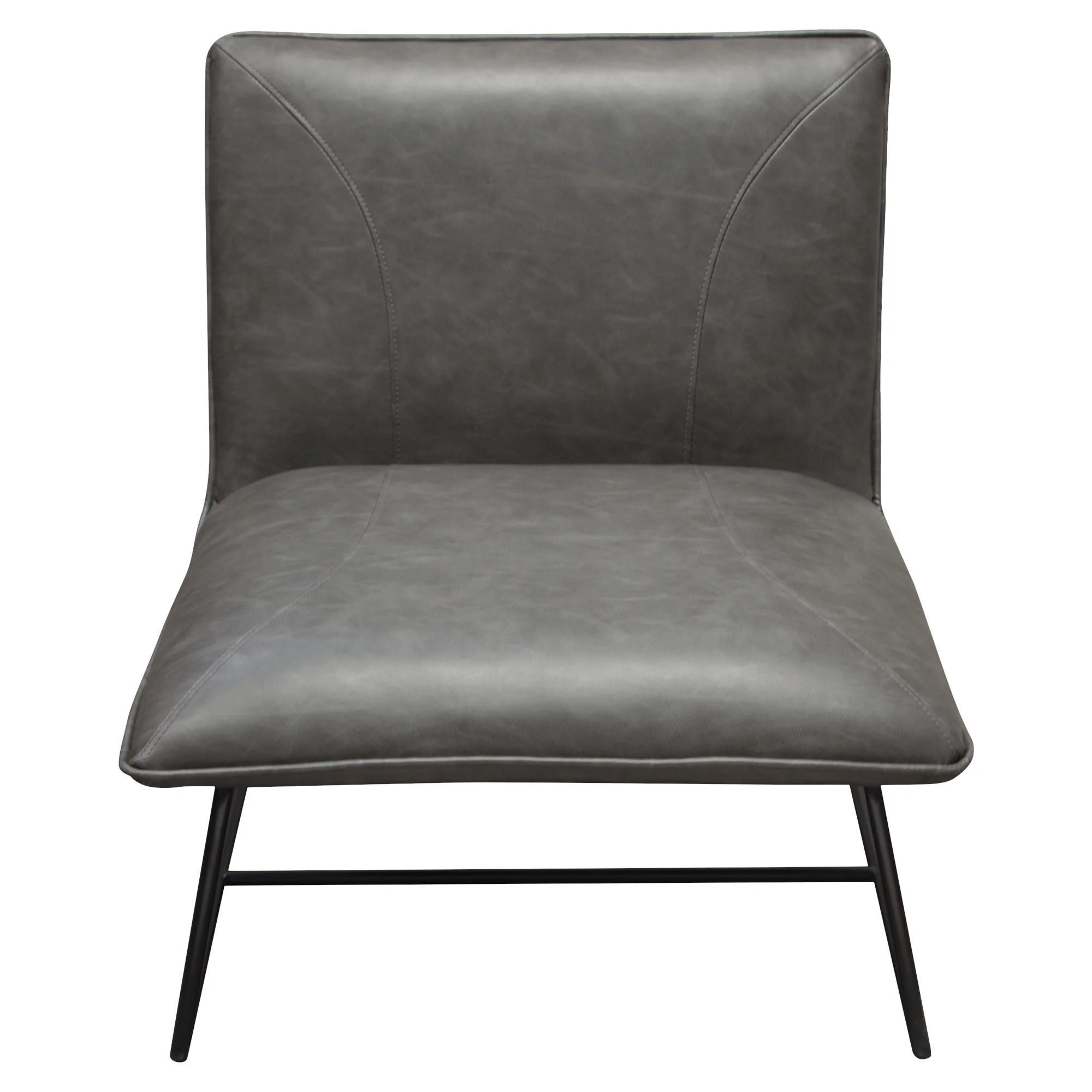 Jordan Armless Accent Chair in Weathered Grey Leatherette with Black Metal Base by Diamond Sofa - Image 2