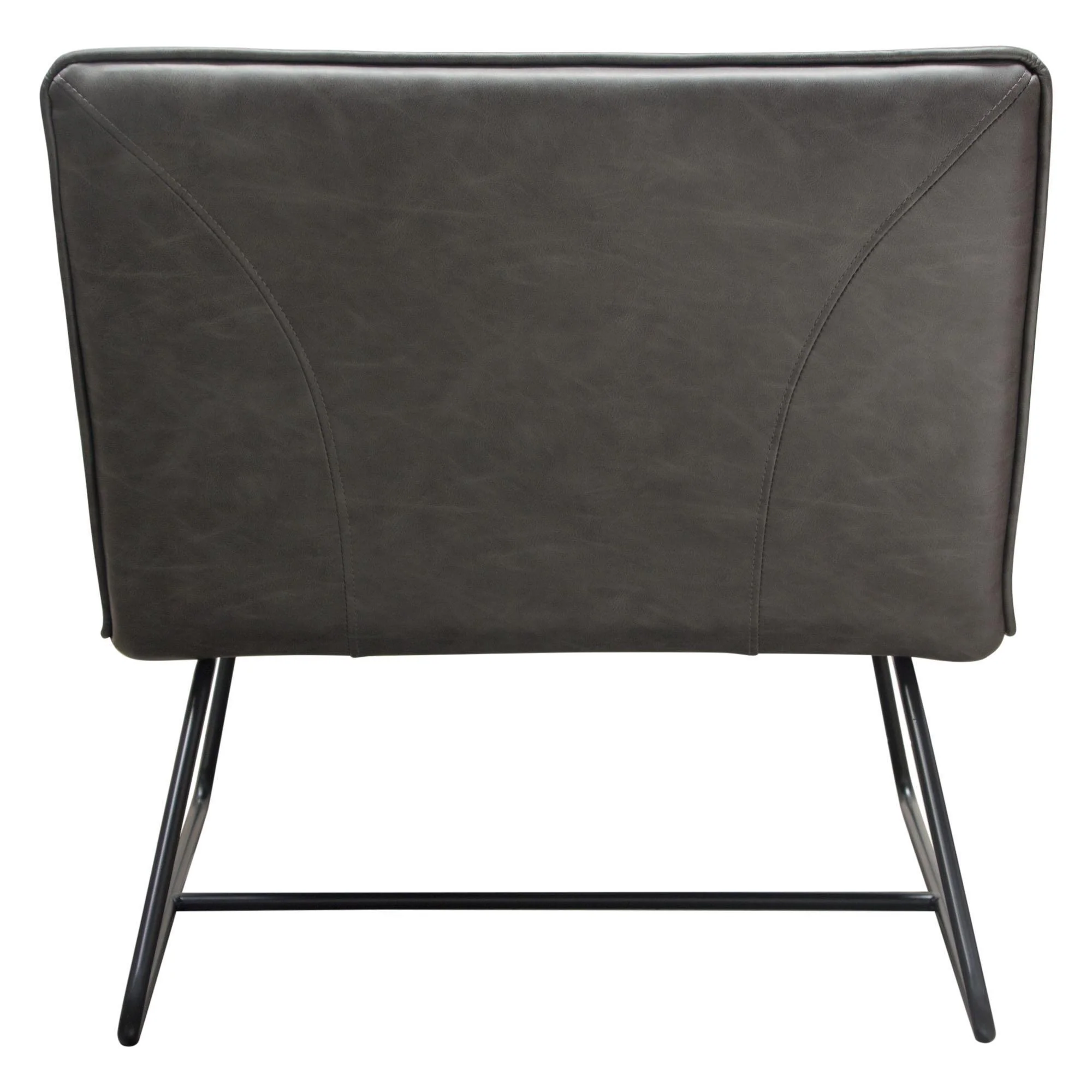 Jordan Armless Accent Chair in Weathered Grey Leatherette with Black Metal Base by Diamond Sofa - Image 7