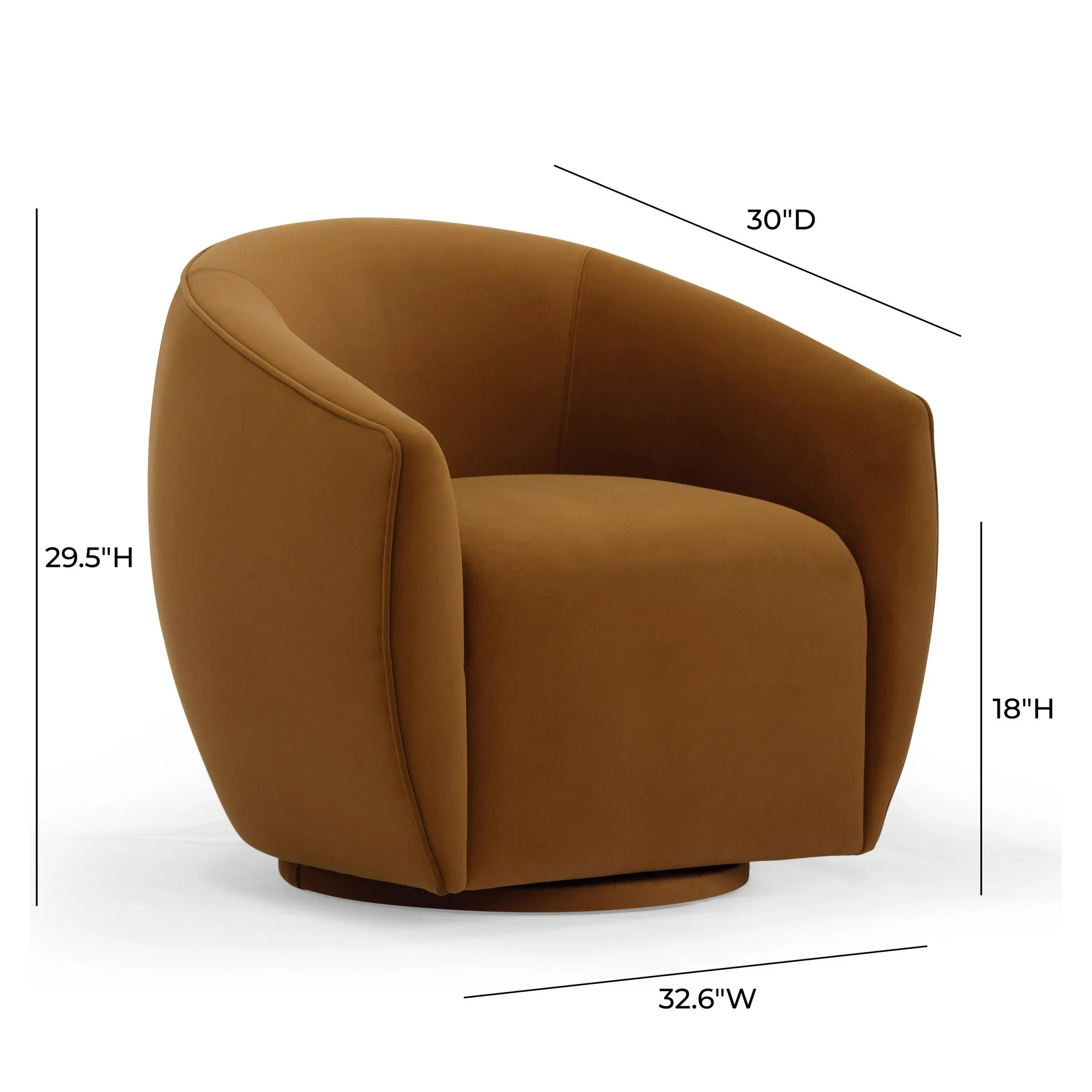 Jordan Cognac Velvet Swivel Chair - Image 6