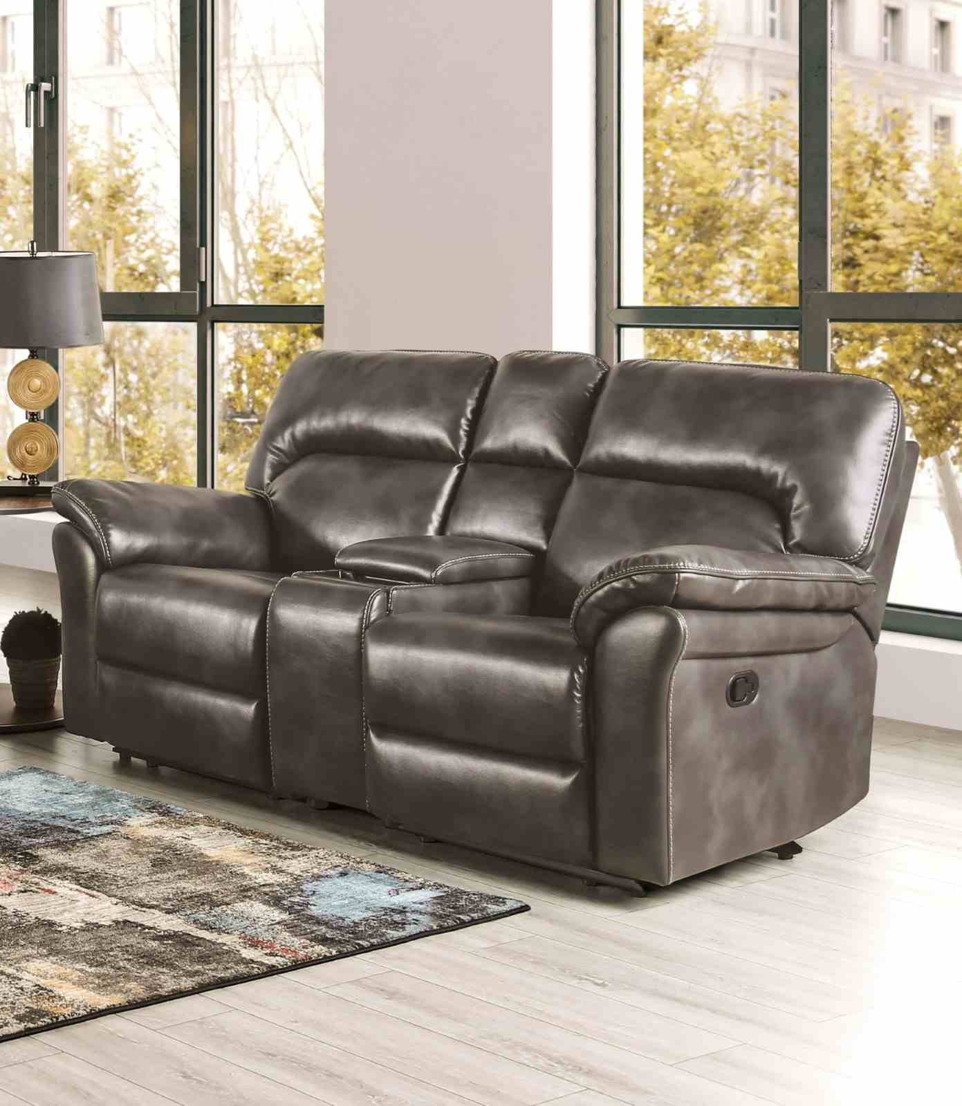Josias Loveseat, Dark Gray Leatherette