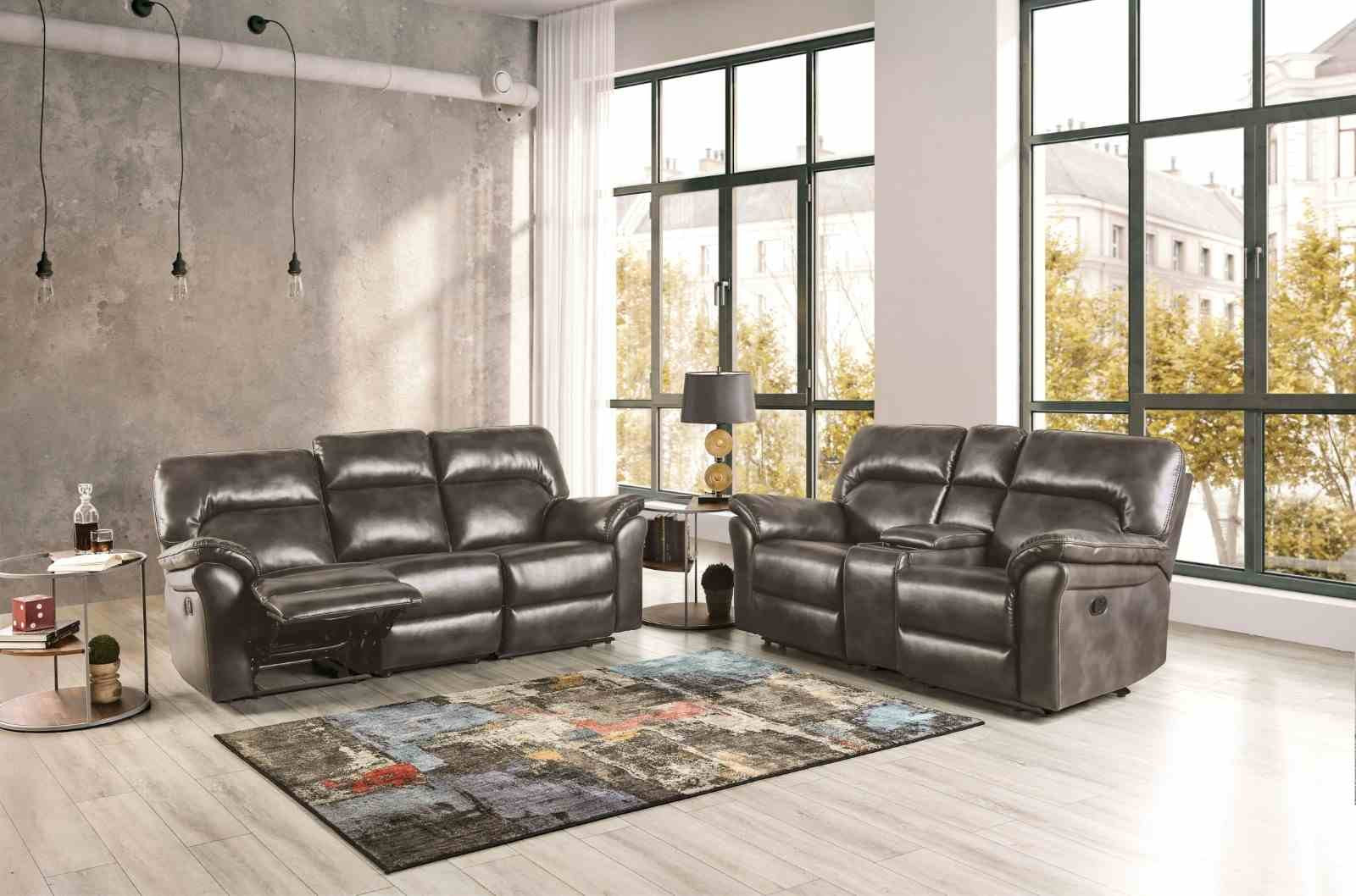 Josias Loveseat, Dark Gray Leatherette - Image 2