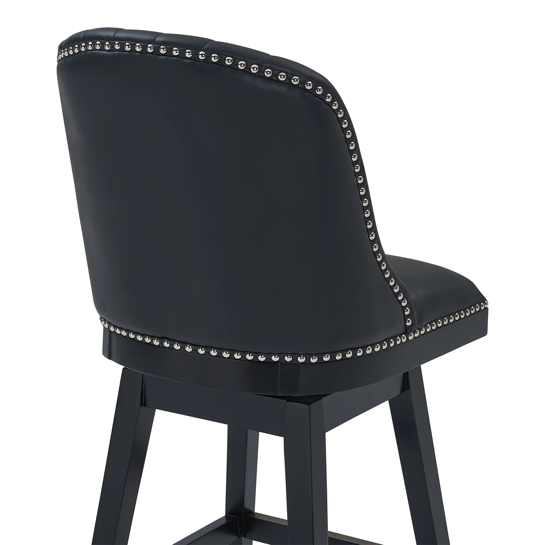 Journey 26" Counter Height Swivel Black Faux Leather and Black Wood Bar Stool - Image 5