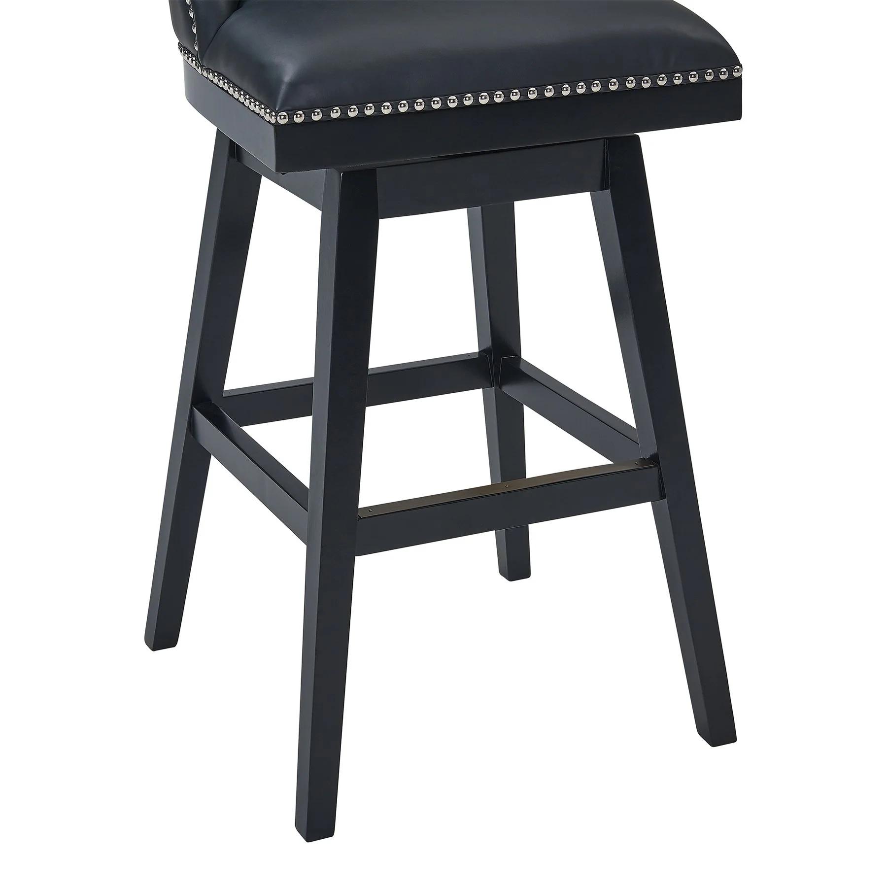Journey 26" Counter Height Swivel Black Faux Leather and Black Wood Bar Stool - Image 6