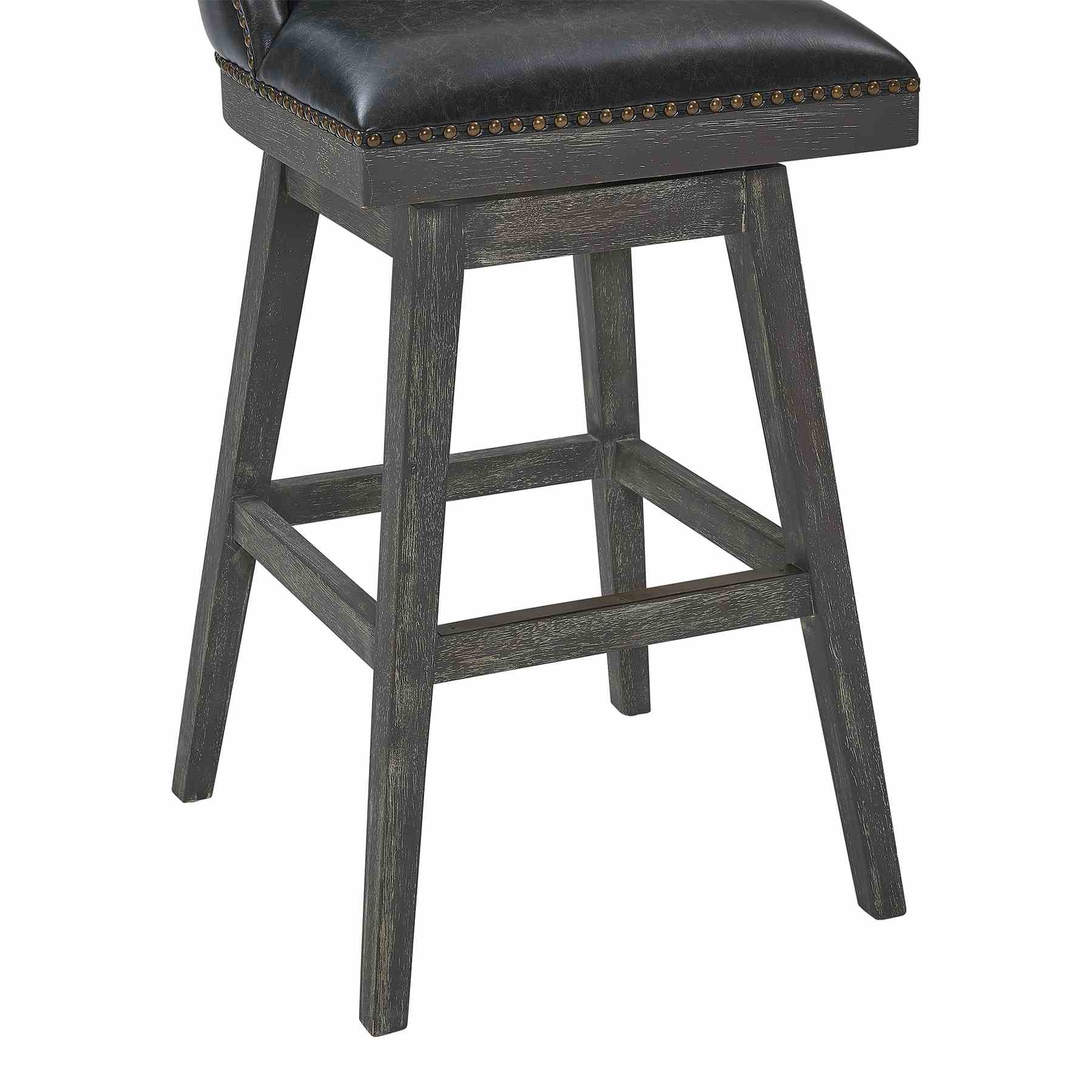Journey 26" Counter Height Swivel Brown Onyx Faux Leather and American Gray Wood Bar Stool - Image 6