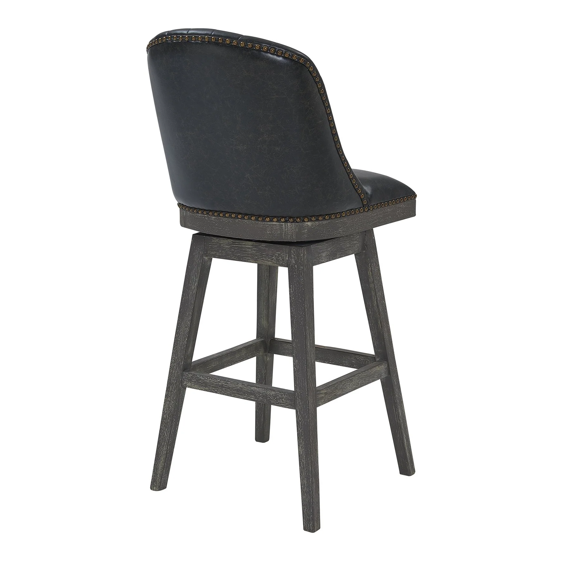 Journey 30" Bar Height Swivel Brown Onyx Faux Leather and American Gray Wood Bar Stool - Image 3