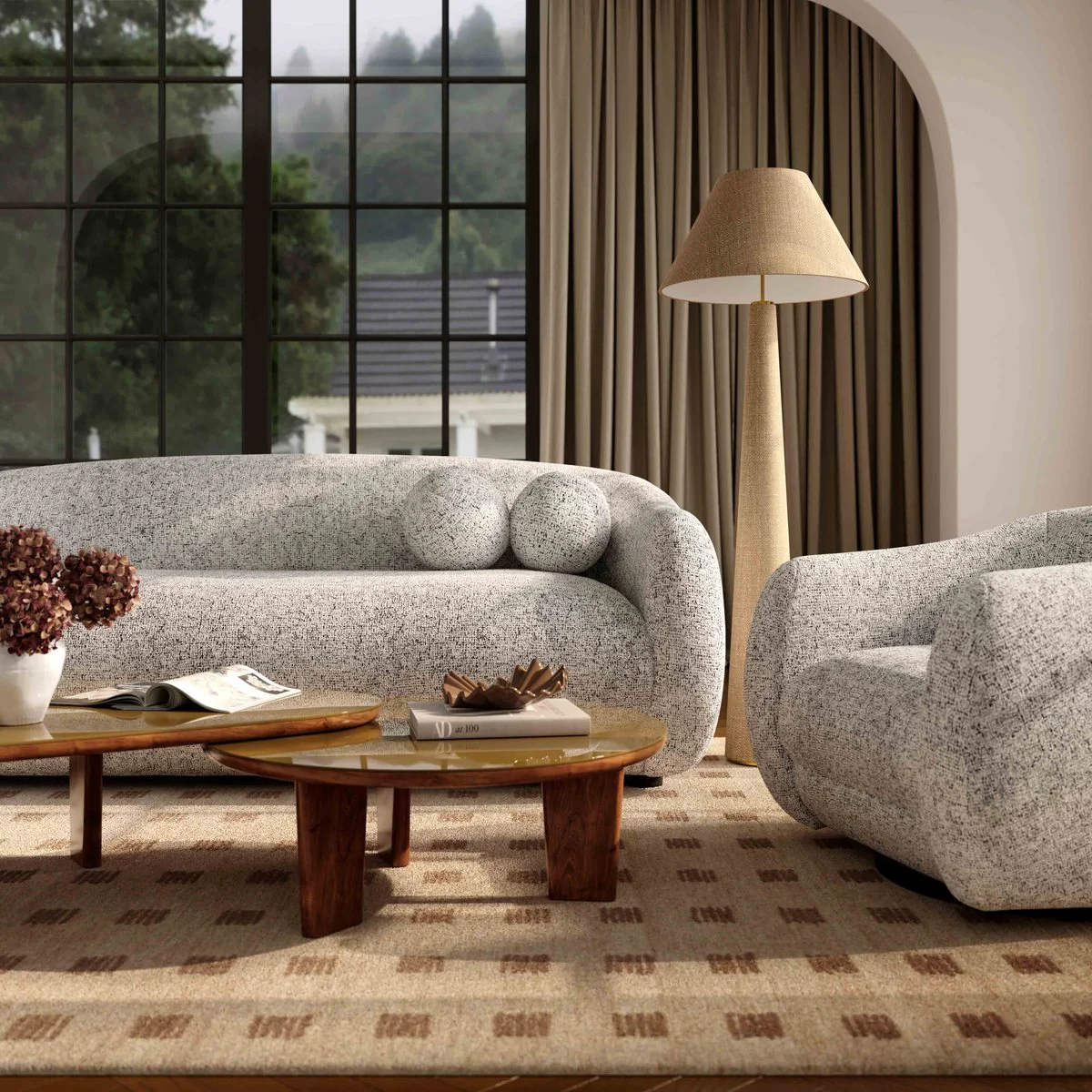 Judy Black and White Woven Fabric Sofa - Image 2