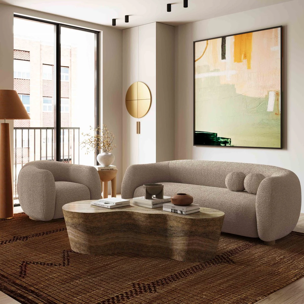 Judy Light Brown Boucle Sofa - Image 2