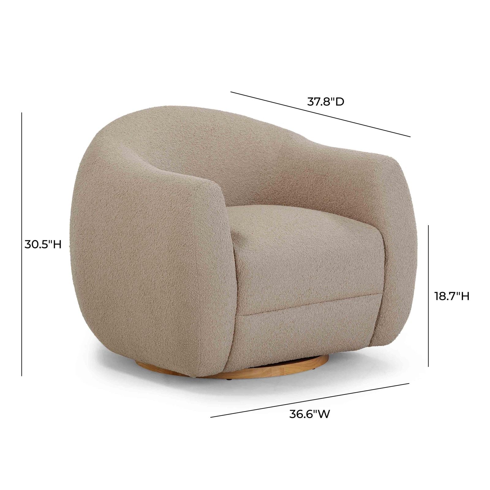 Judy Light Brown Boucle Swivel Chair - Image 8