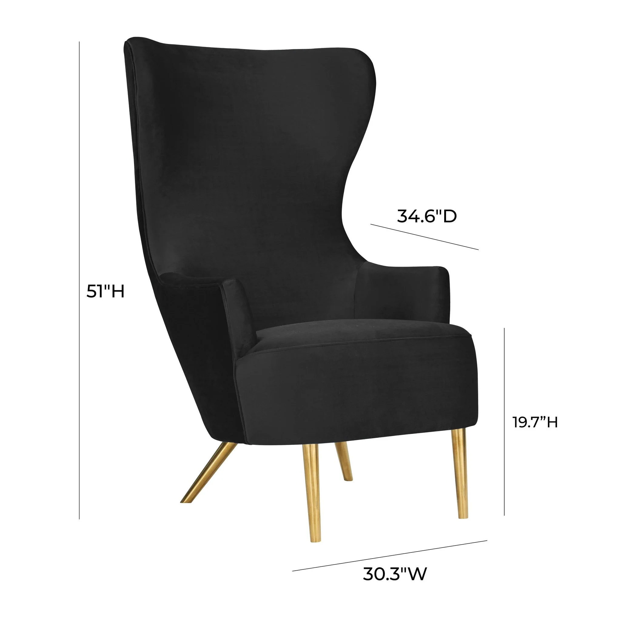 Julia Black Velvet Wingback Chair - Image 6