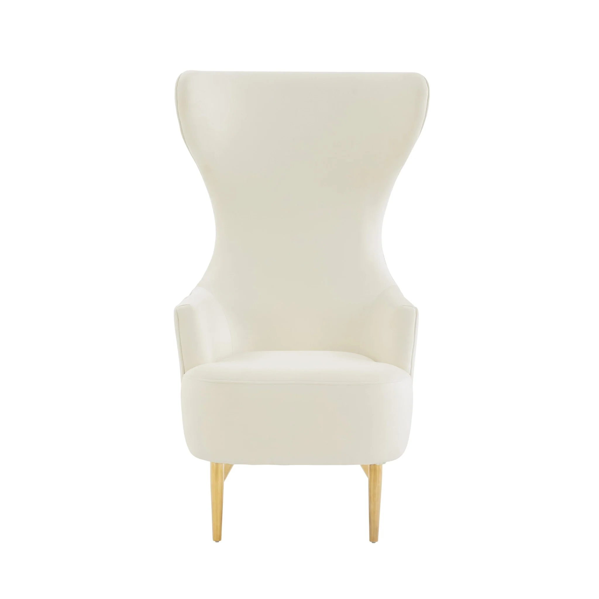 Julia Cream Velvet Channel Tufted Wingback Chair - Image 3