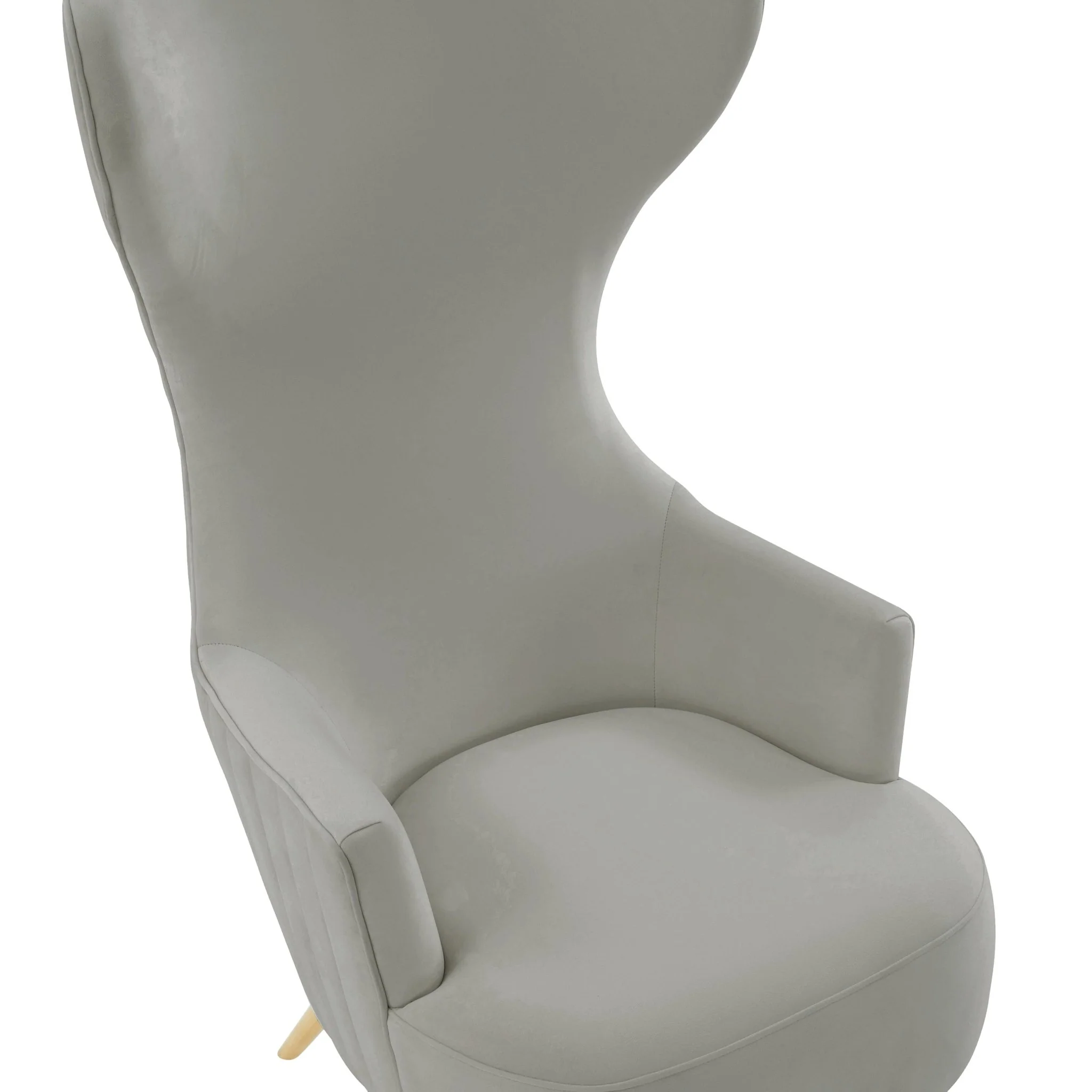 Julia Grey Velvet Channel Tufted Wingback Chair - Image 6