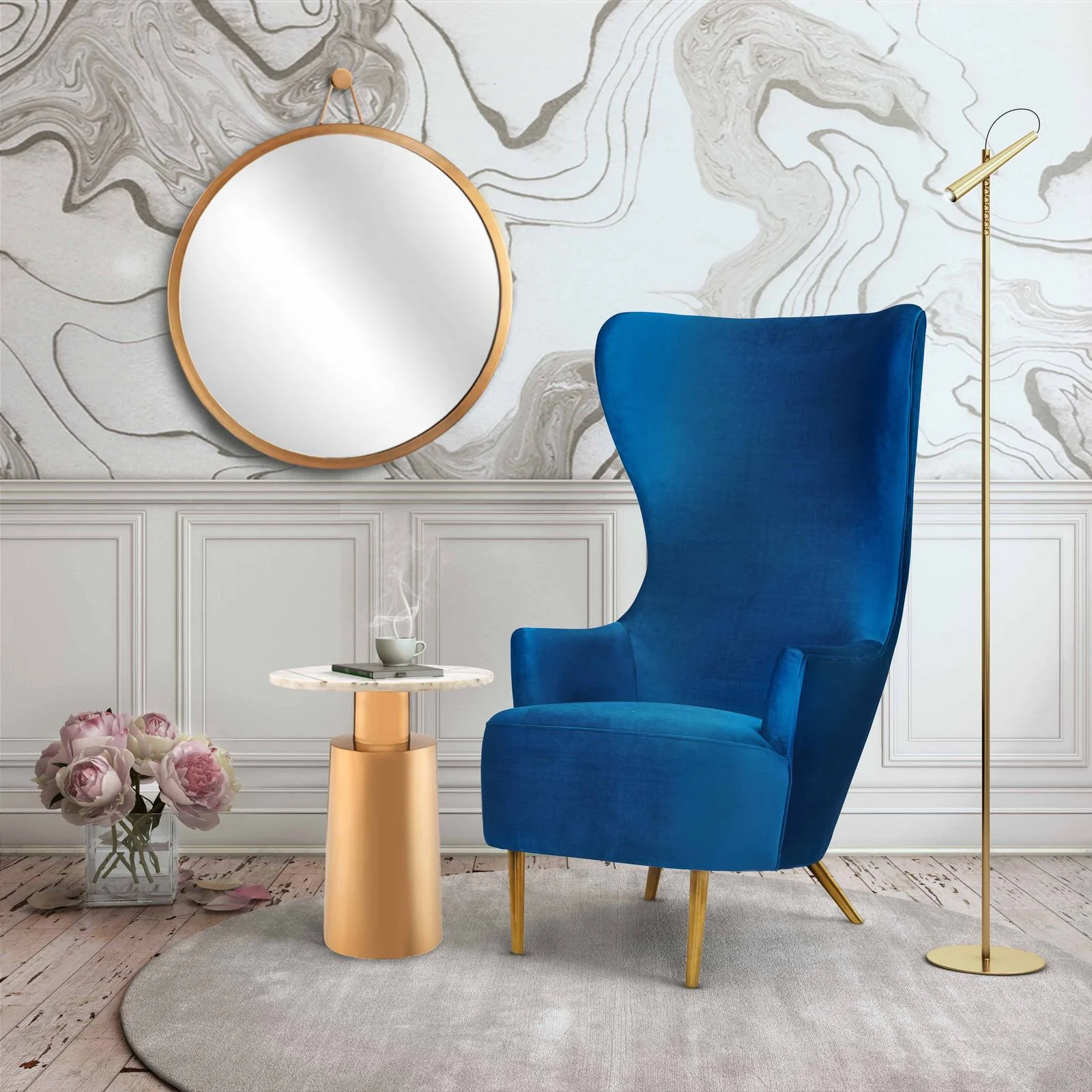 Julia Navy Wingback Chair - Image 2